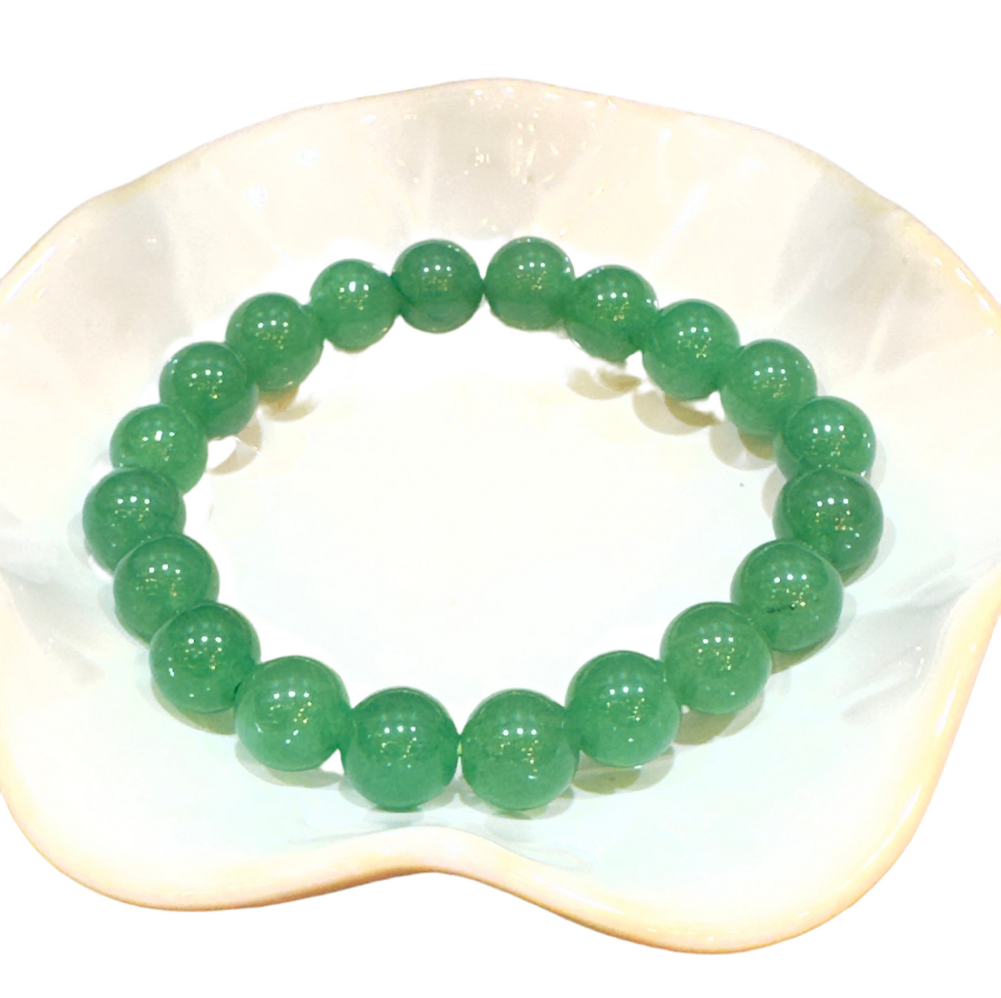 Green Agate 8mm Round Beaded Gemstone Stretch Bracelet