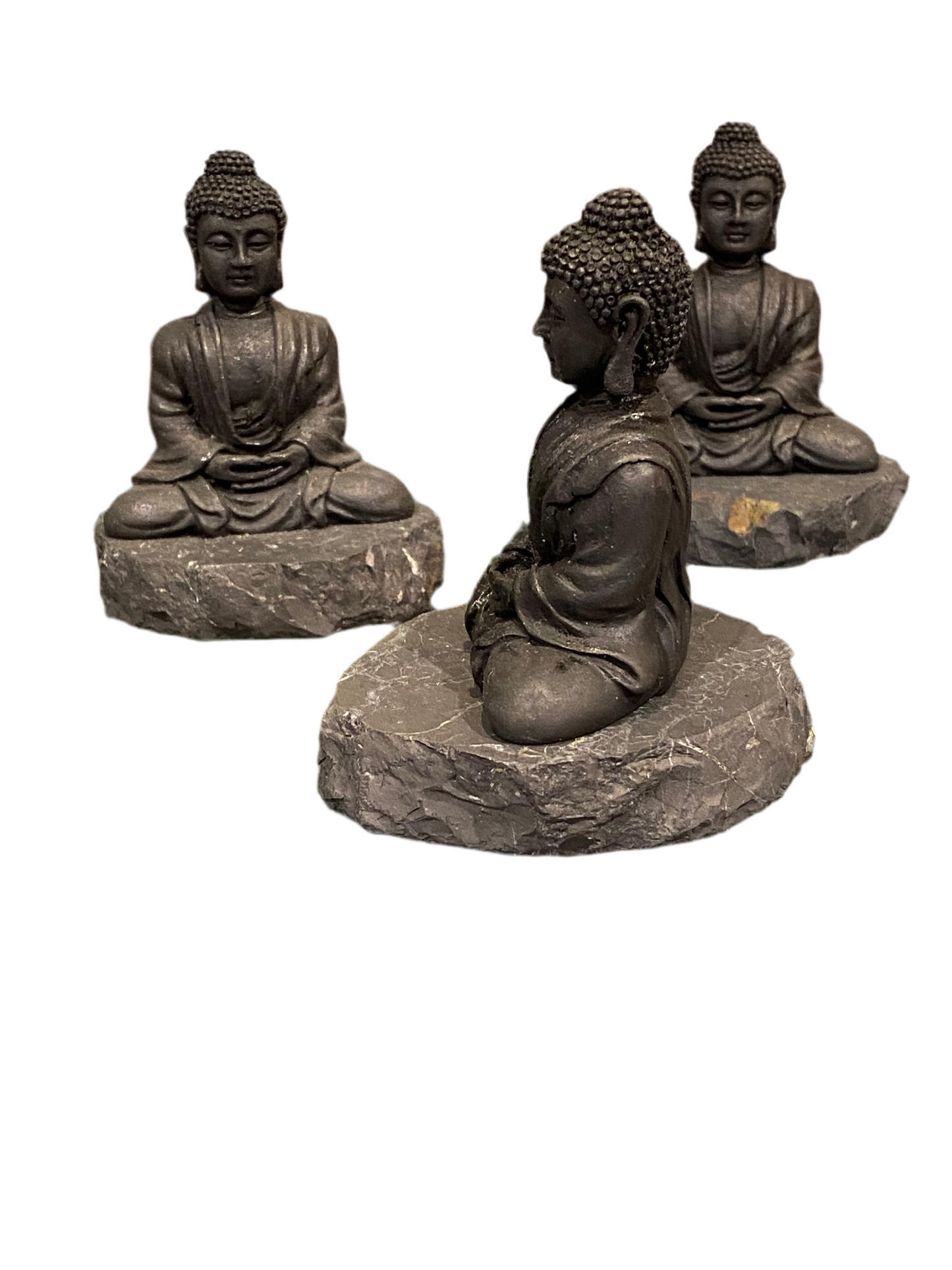 Small Hand-carved Shungite Meditation Sitting Buddha on Shungite Platform