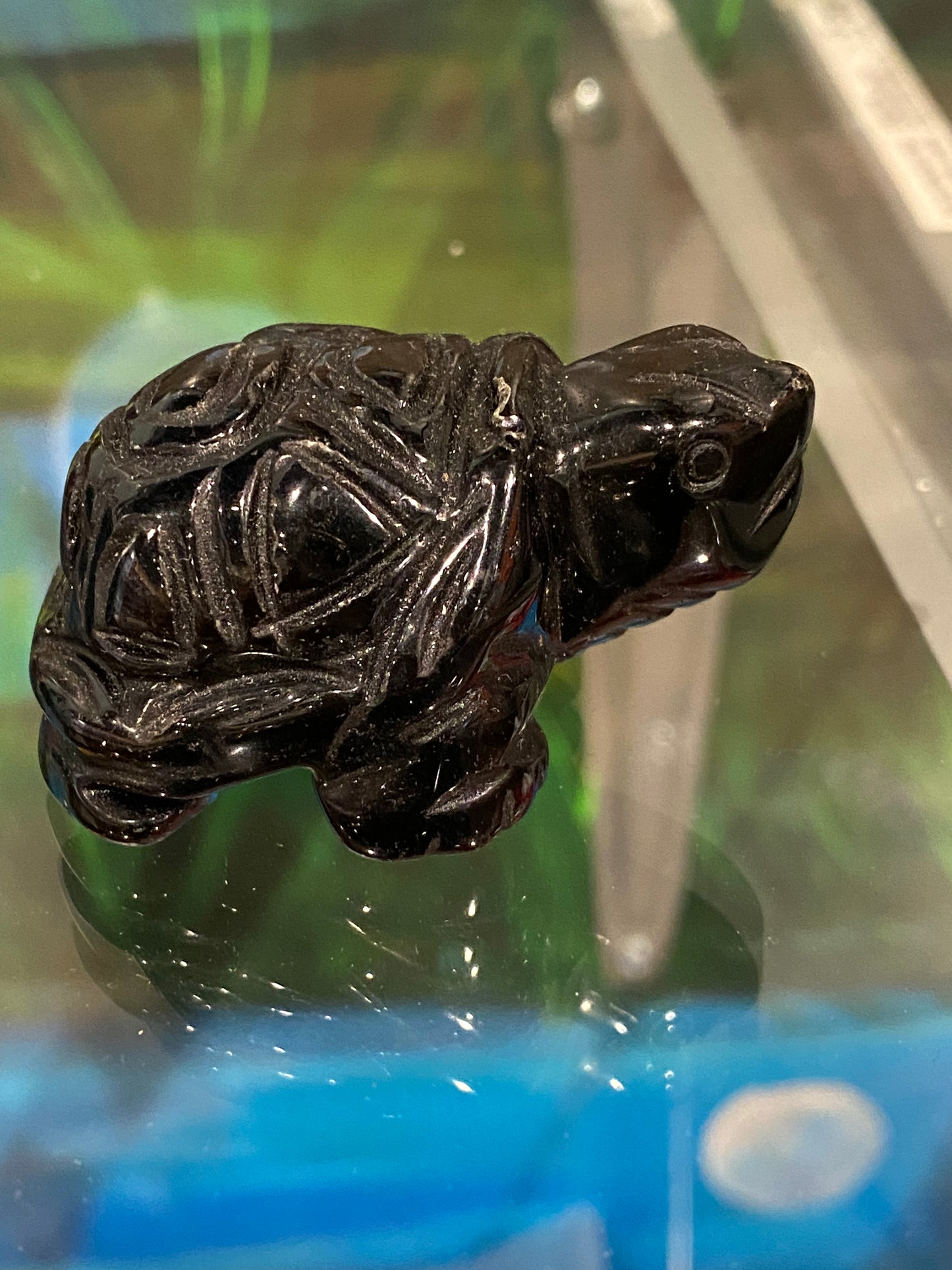 Black Obsidian Polished Hand Carved Turtle Gemstone 1pc