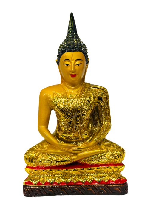 Tibetan Buddha Gold Color With Red Trim