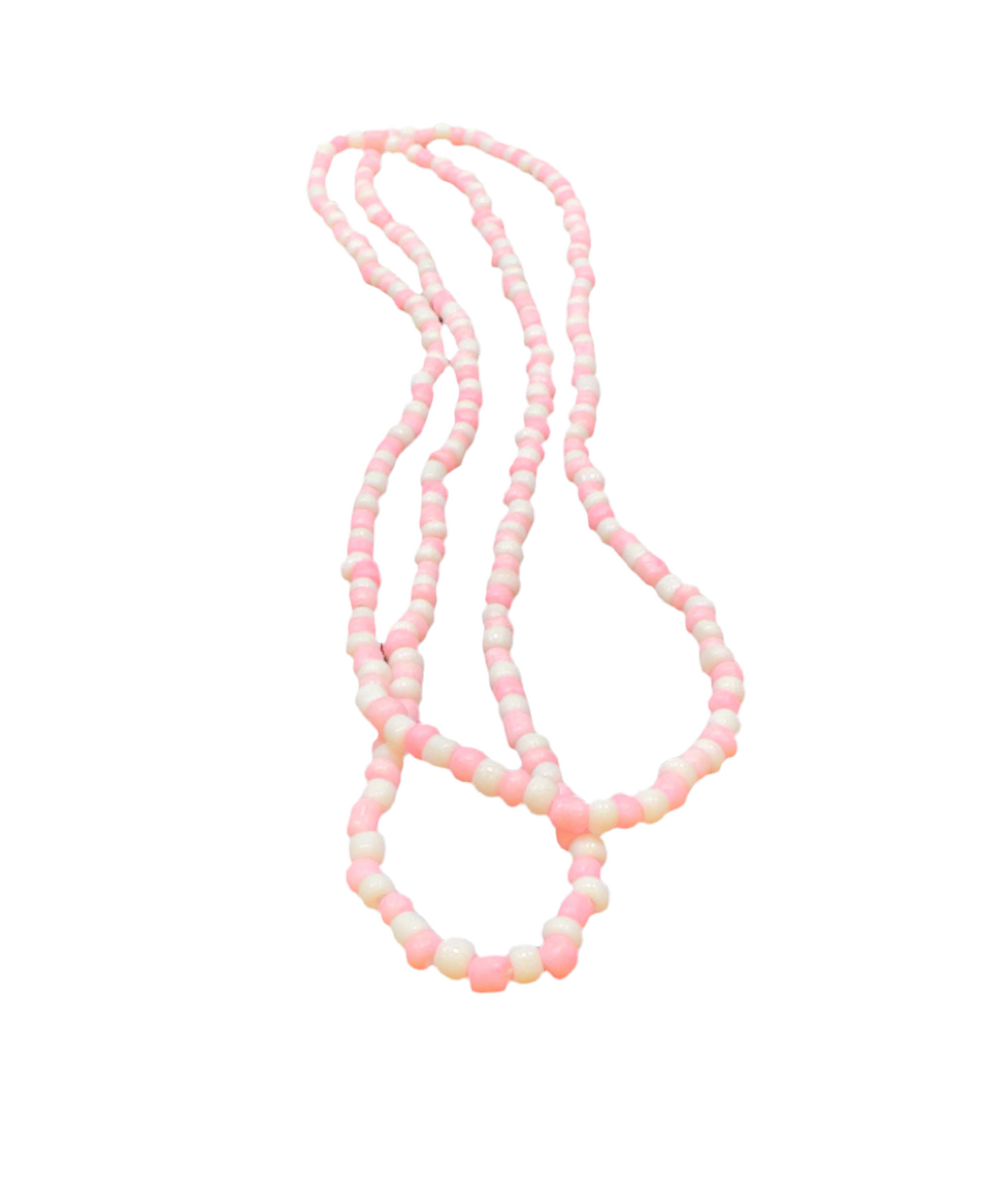 Orisha Obba Handmade Beaded Pink and White Long Necklace