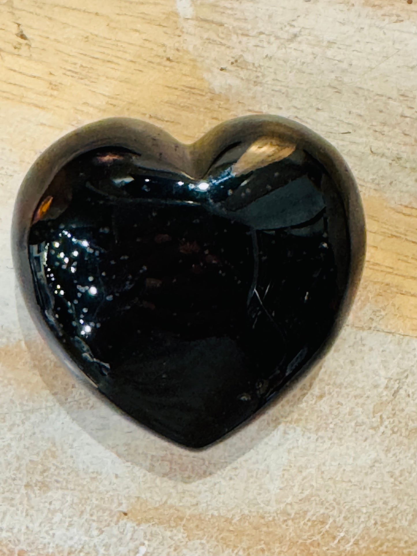 Shungite Hand Carved Polished Palm Stone Heart