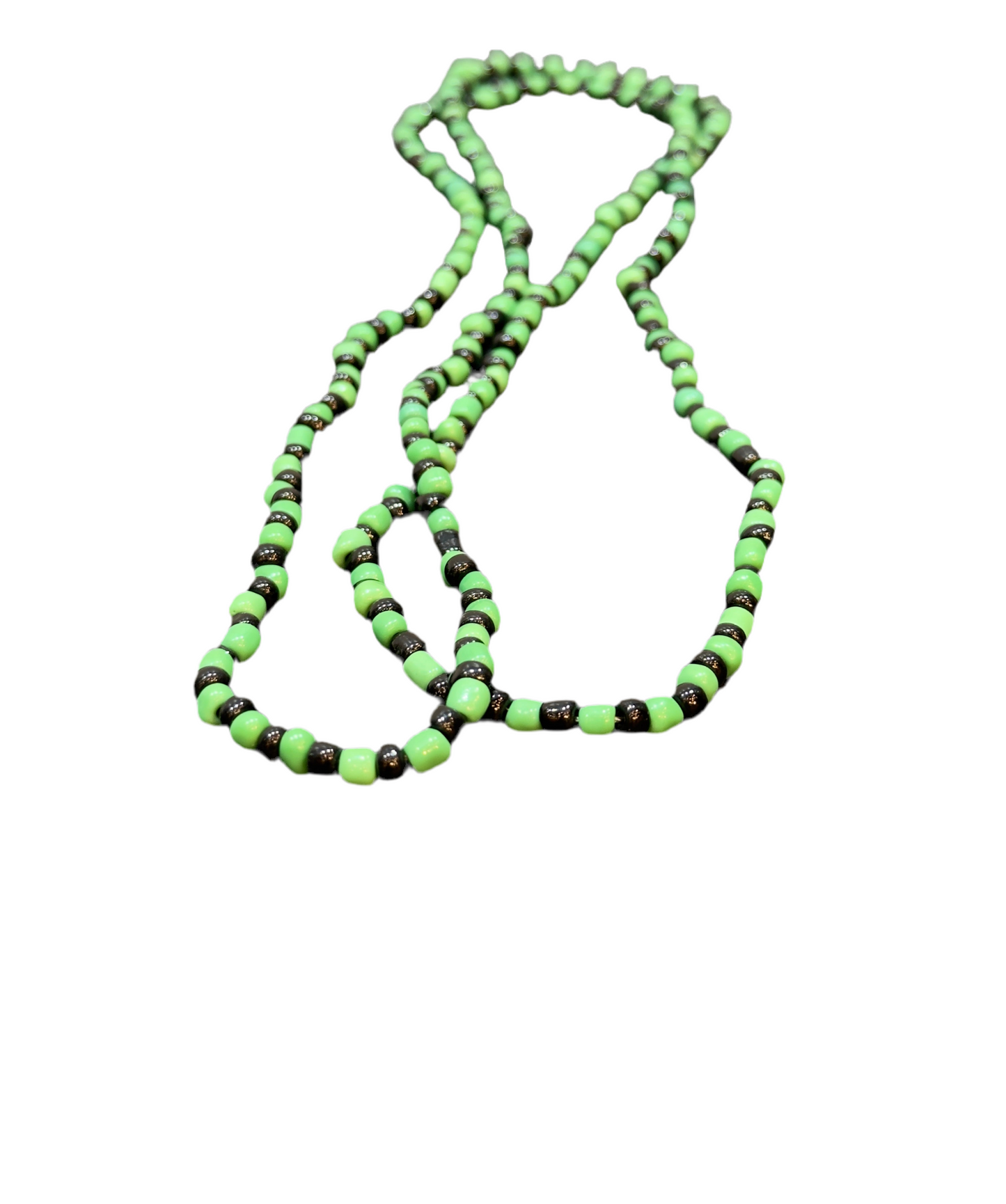 Orisha Ogun Handmade Beaded Long Necklace Black and Green