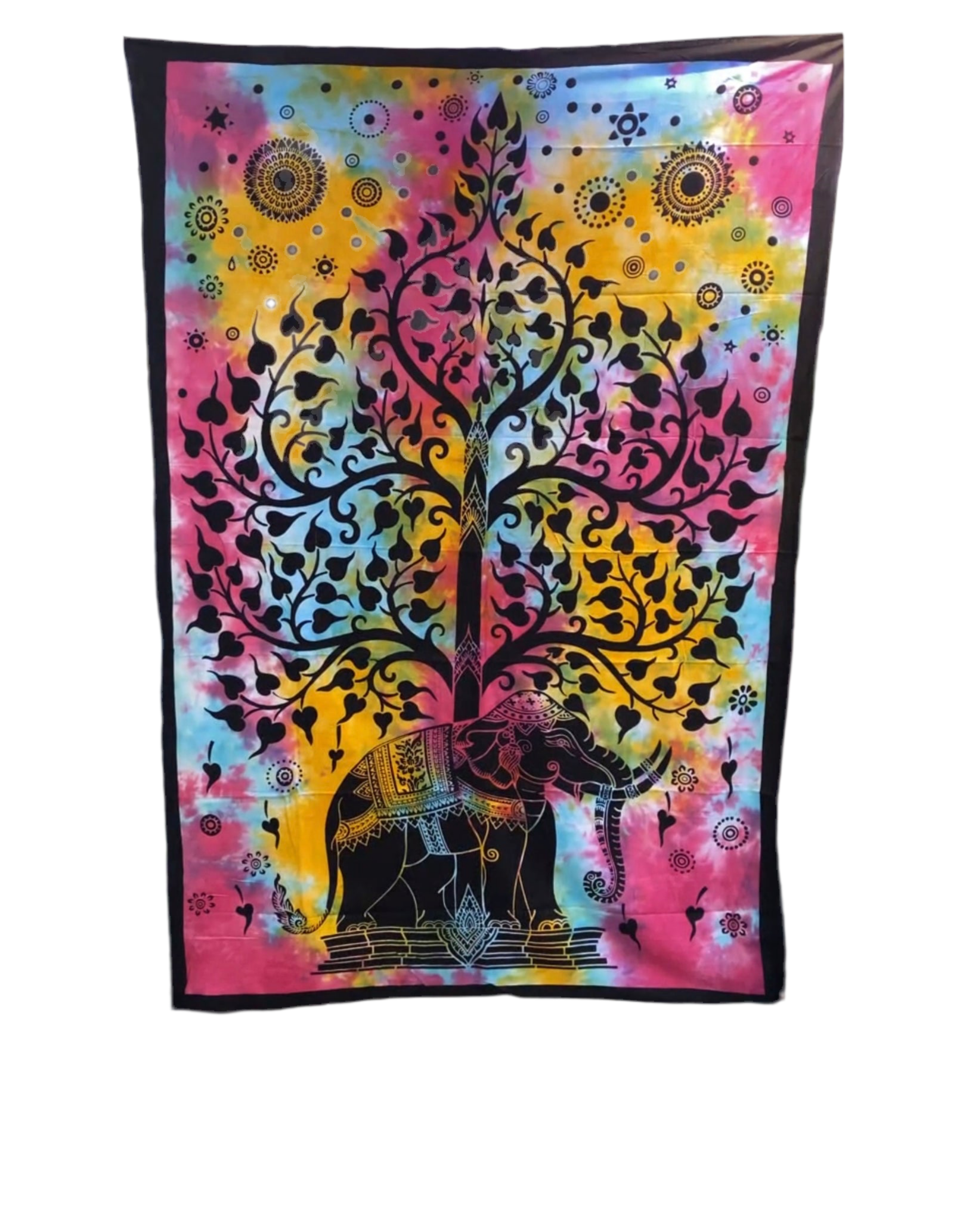 Multi-Color Indian Elephant Bodhi Tree Tapestry