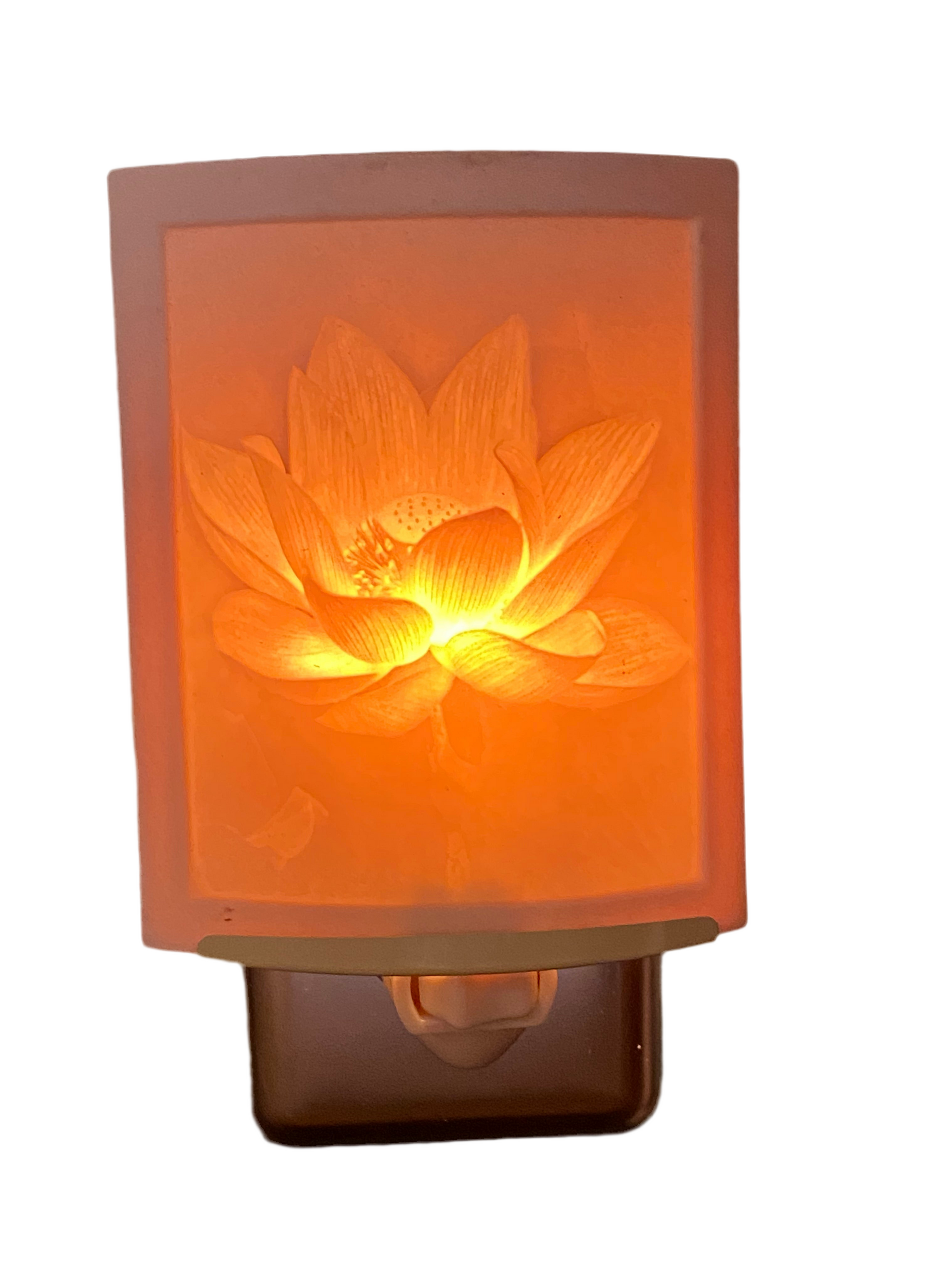 Porcelain Garden Lithophane Night Light Curved Lotus