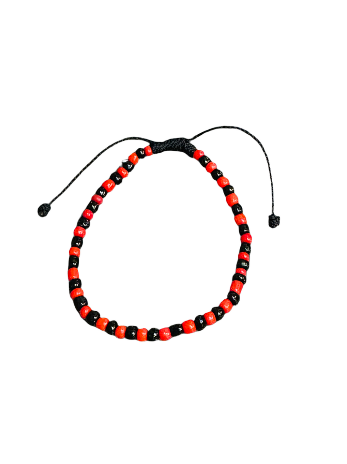 Orisha Elegua Beaded Handmade Pull String Bracelet Black and Red