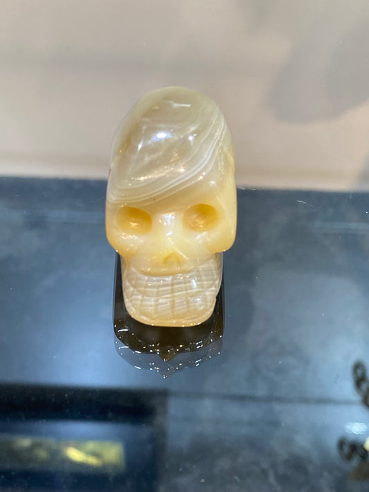 Polished Hand Carved Agate Crystal Skull Small