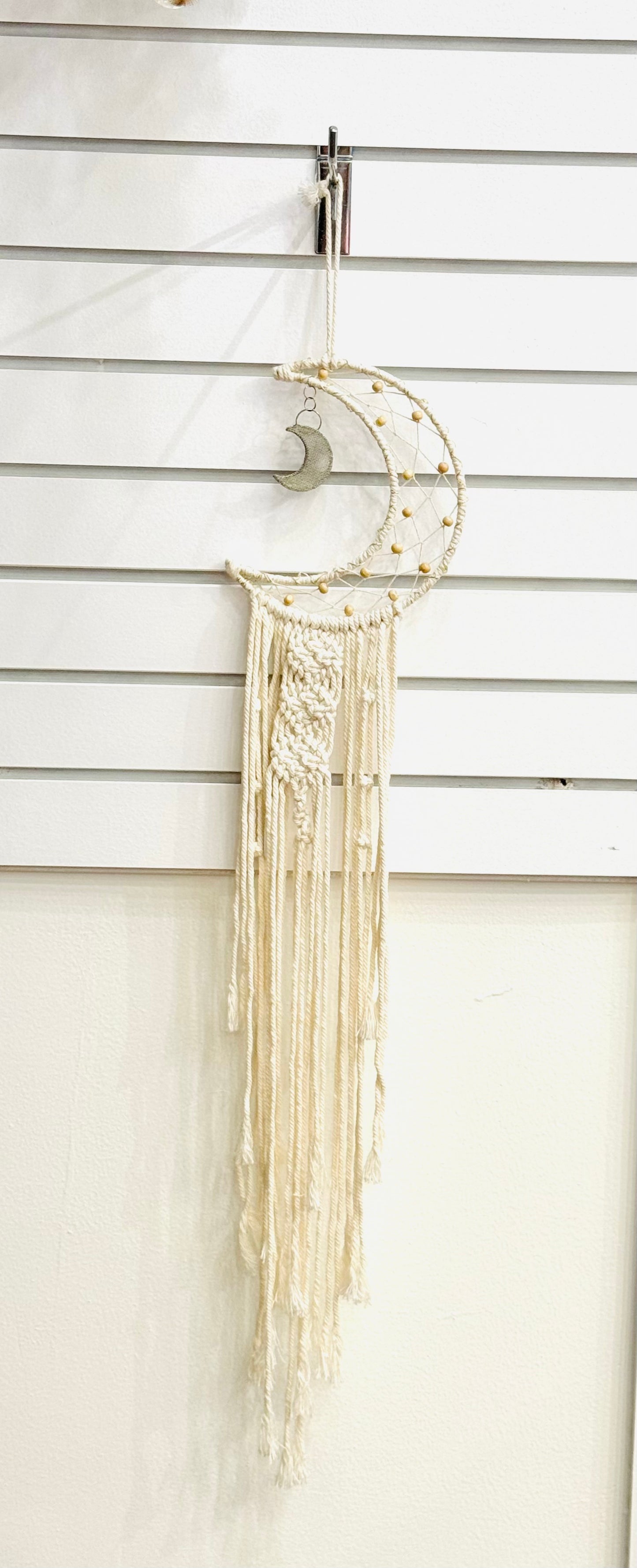 Moon Star Macrame Wall Hanging Decor White