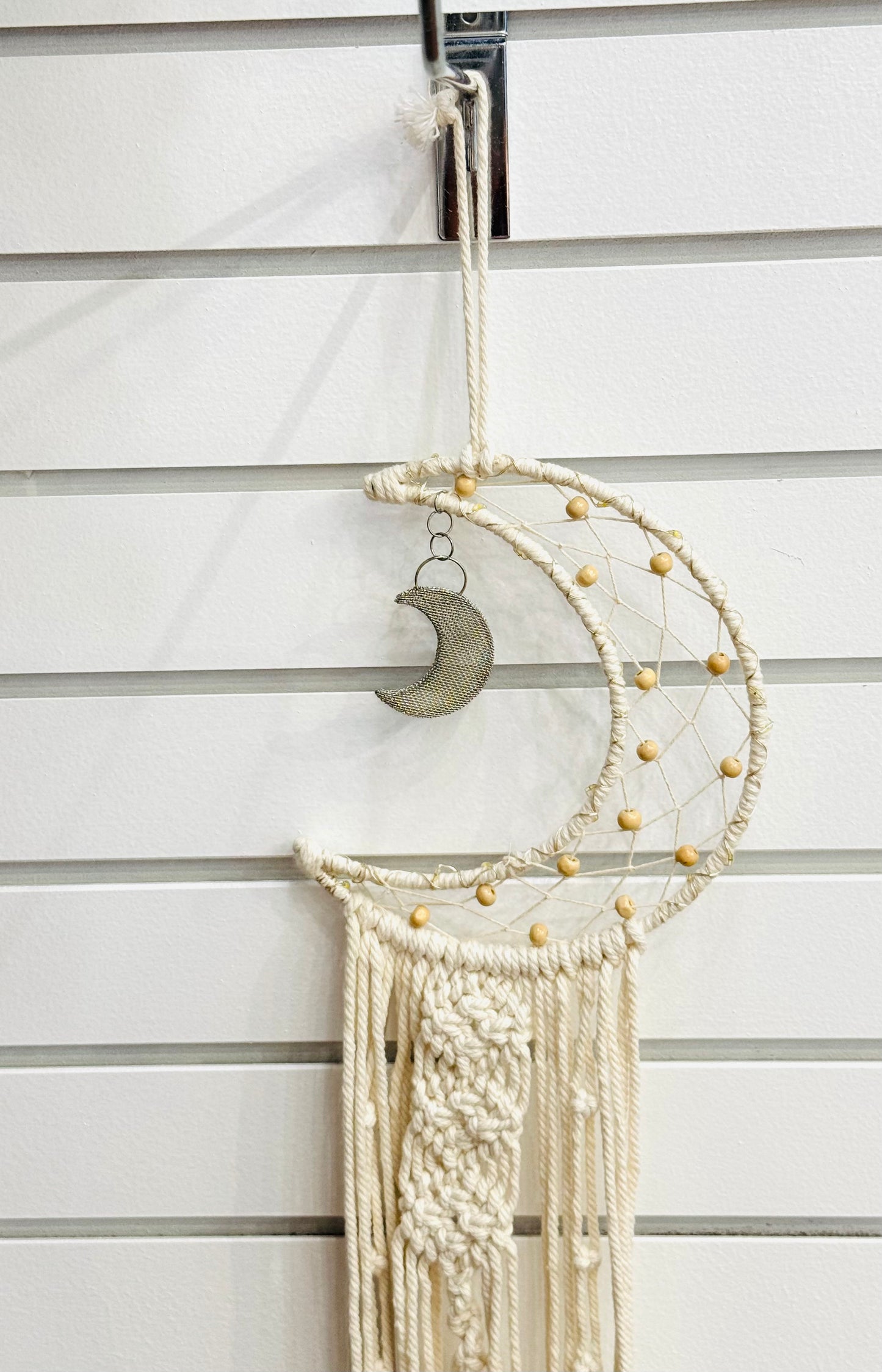 Moon Star Macrame Wall Hanging Decor White