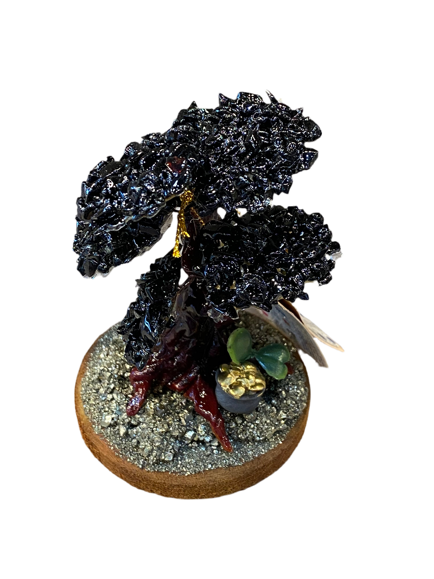 Black Onyx with Pyrite Protection and Fortune Bonsai Tree