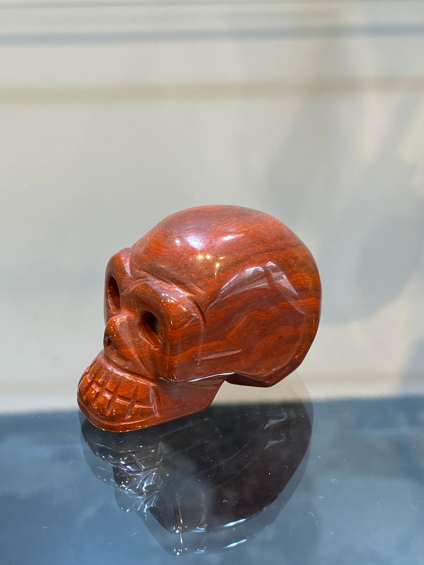 Polished Natural Hand Carved Red Jasper Crystal Skull Small