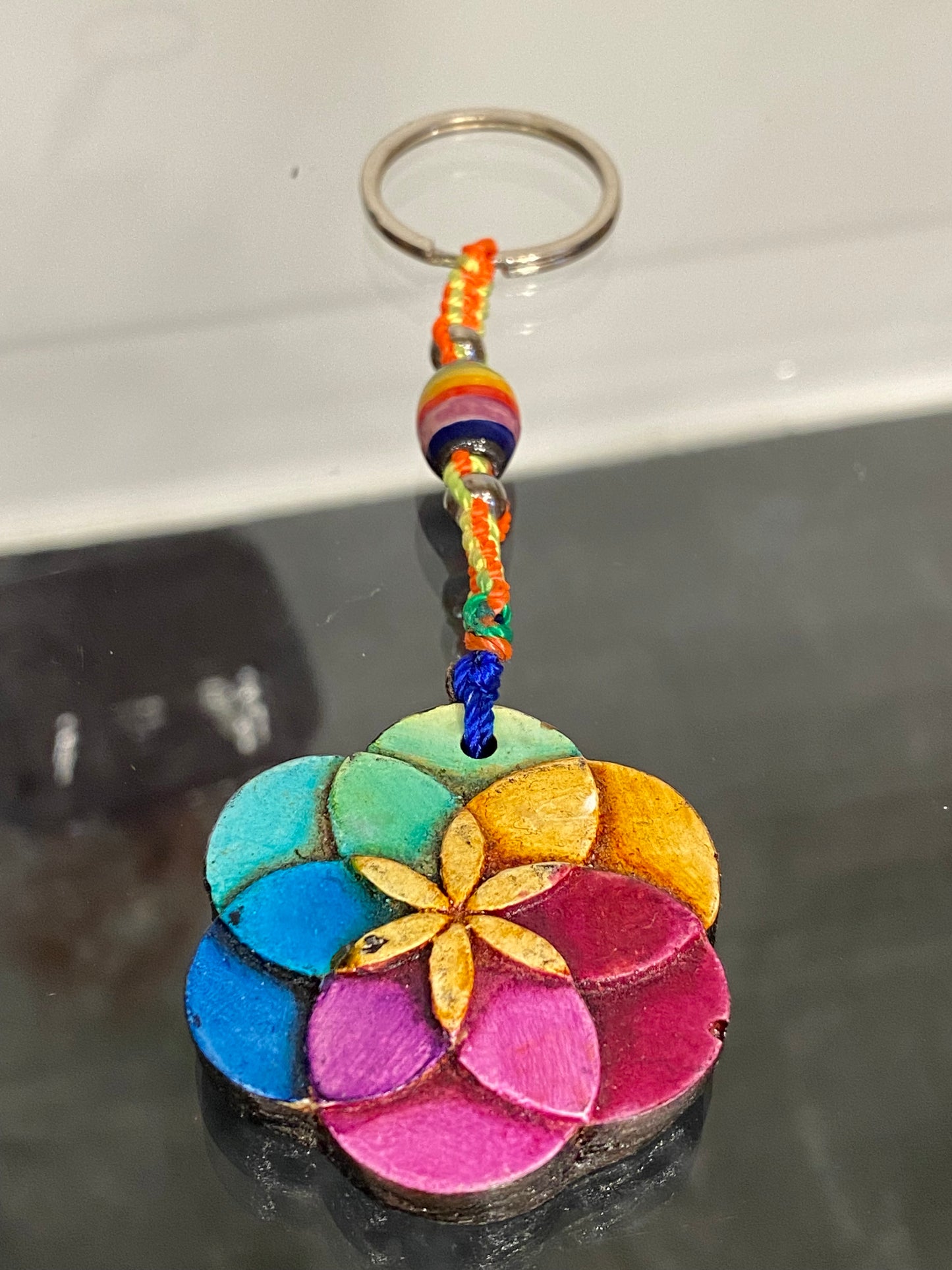 Rainbow Seed of Life Durepox Resin Figurine Keychain