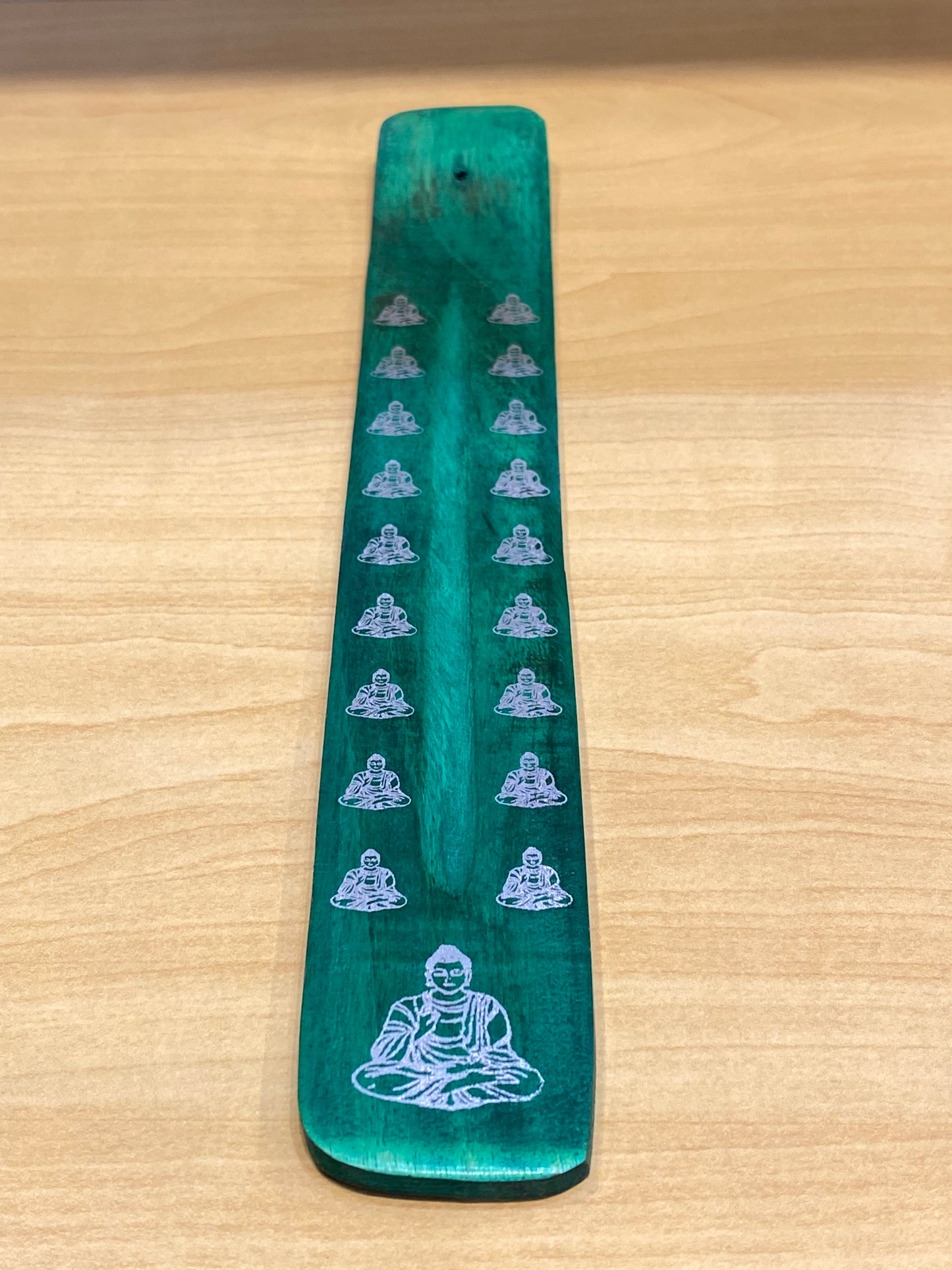 Wooden Incense Stick Holder Buddha (Green )