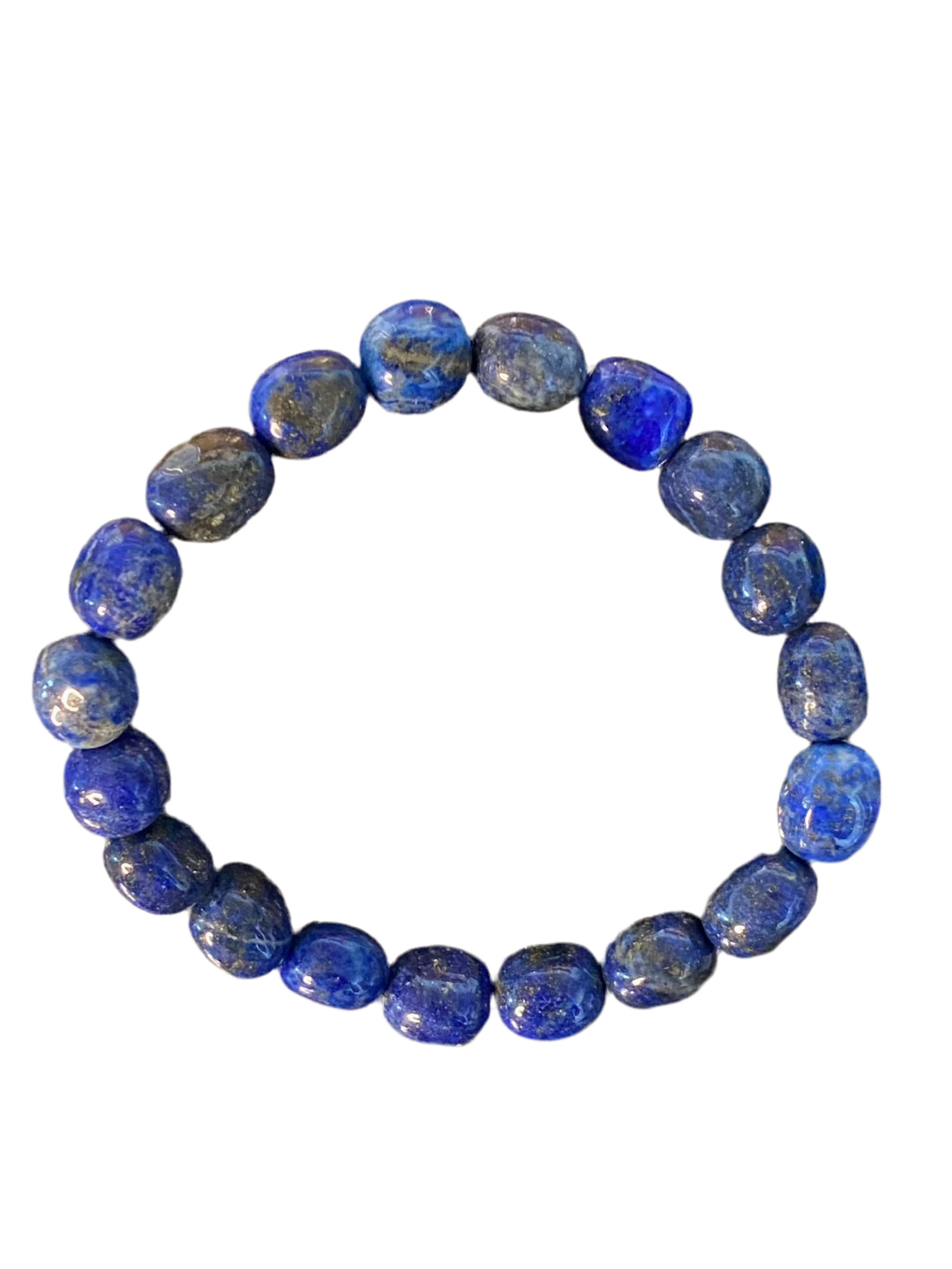 Lapis Lazuli Gemstone Beaded Bracelet with rich blue hues.