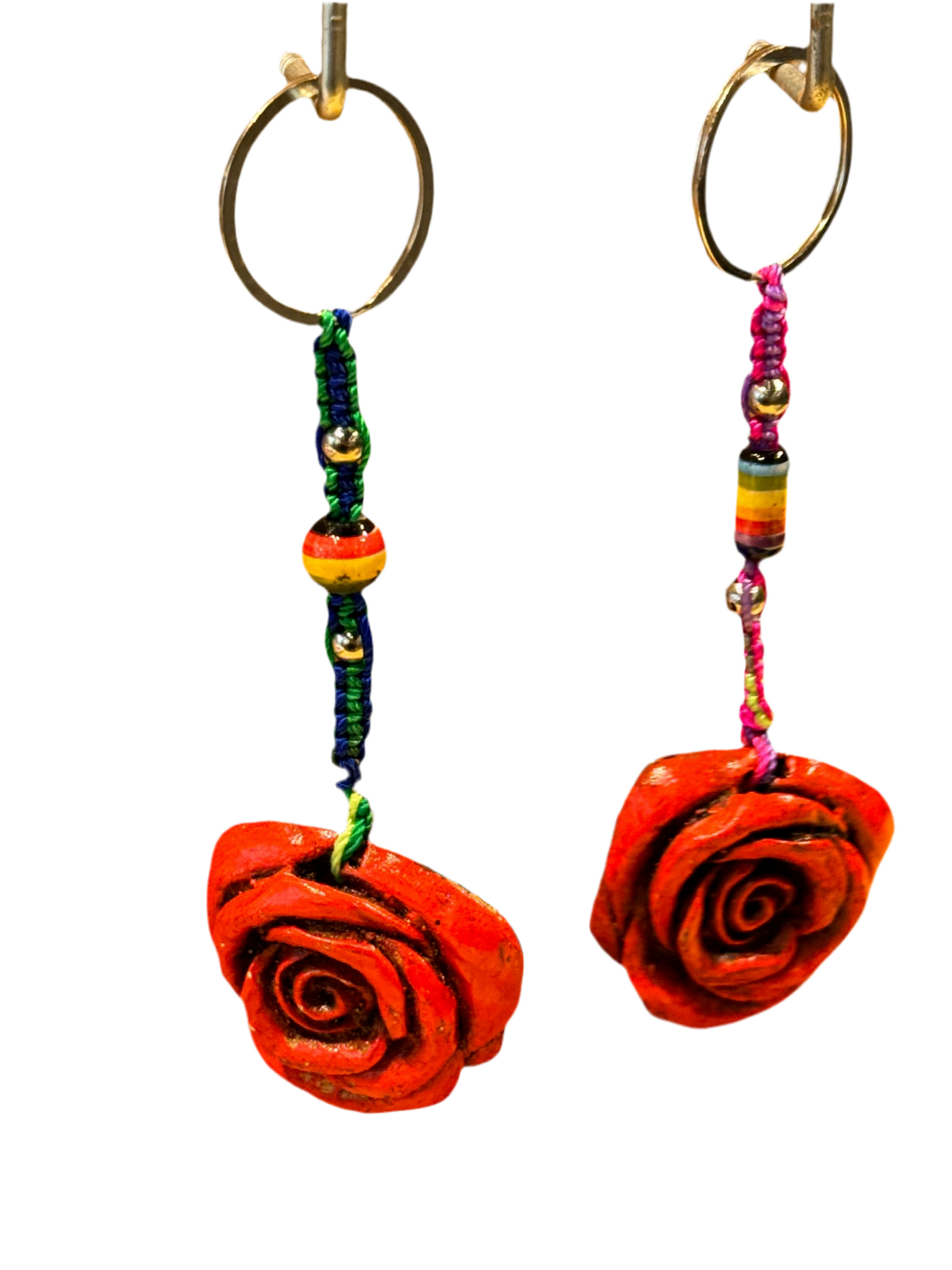 Red Rose Flower Keychain