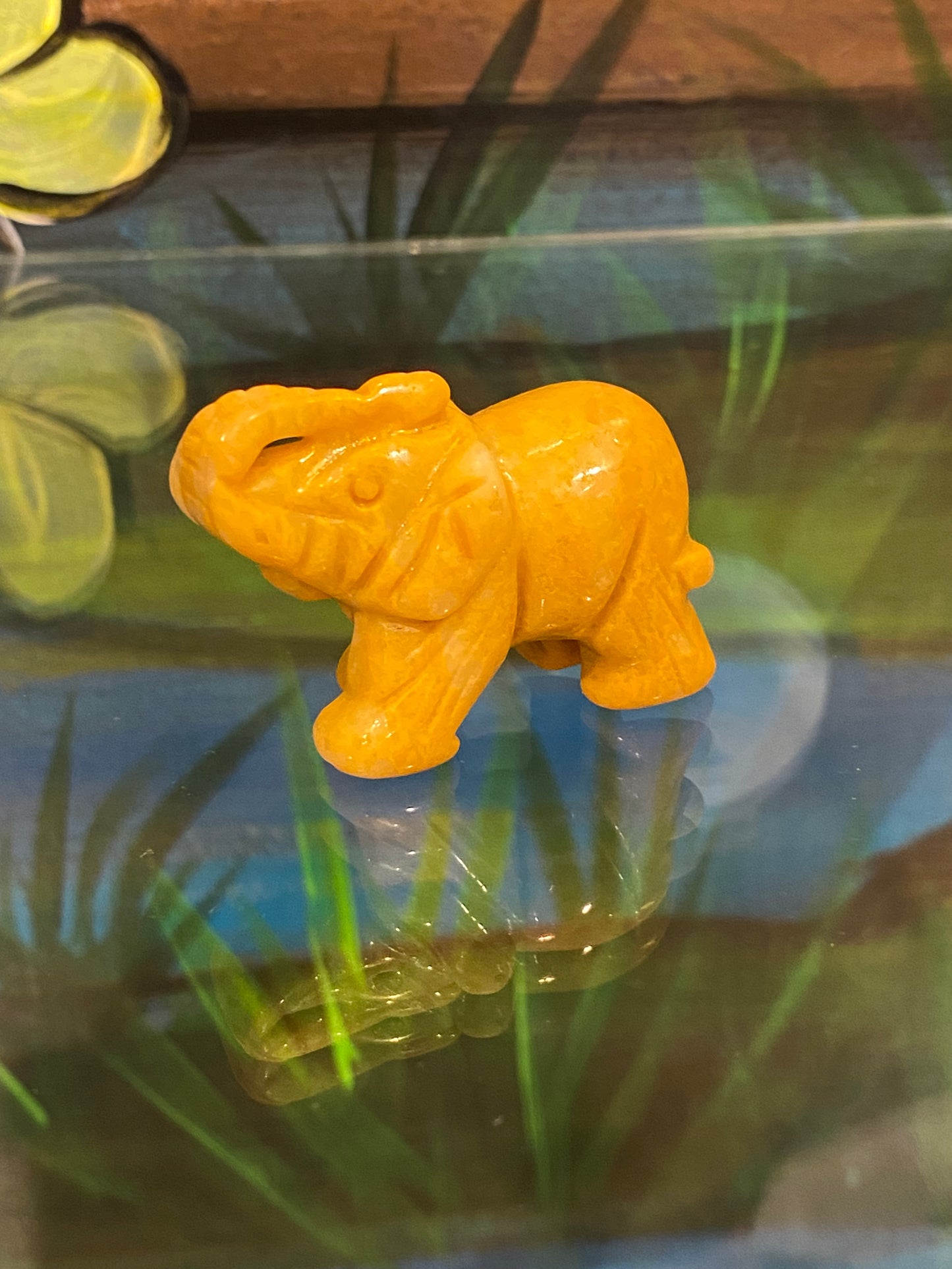 Yellow Jasper Polished Hand Carved Spirit Animal Elephant