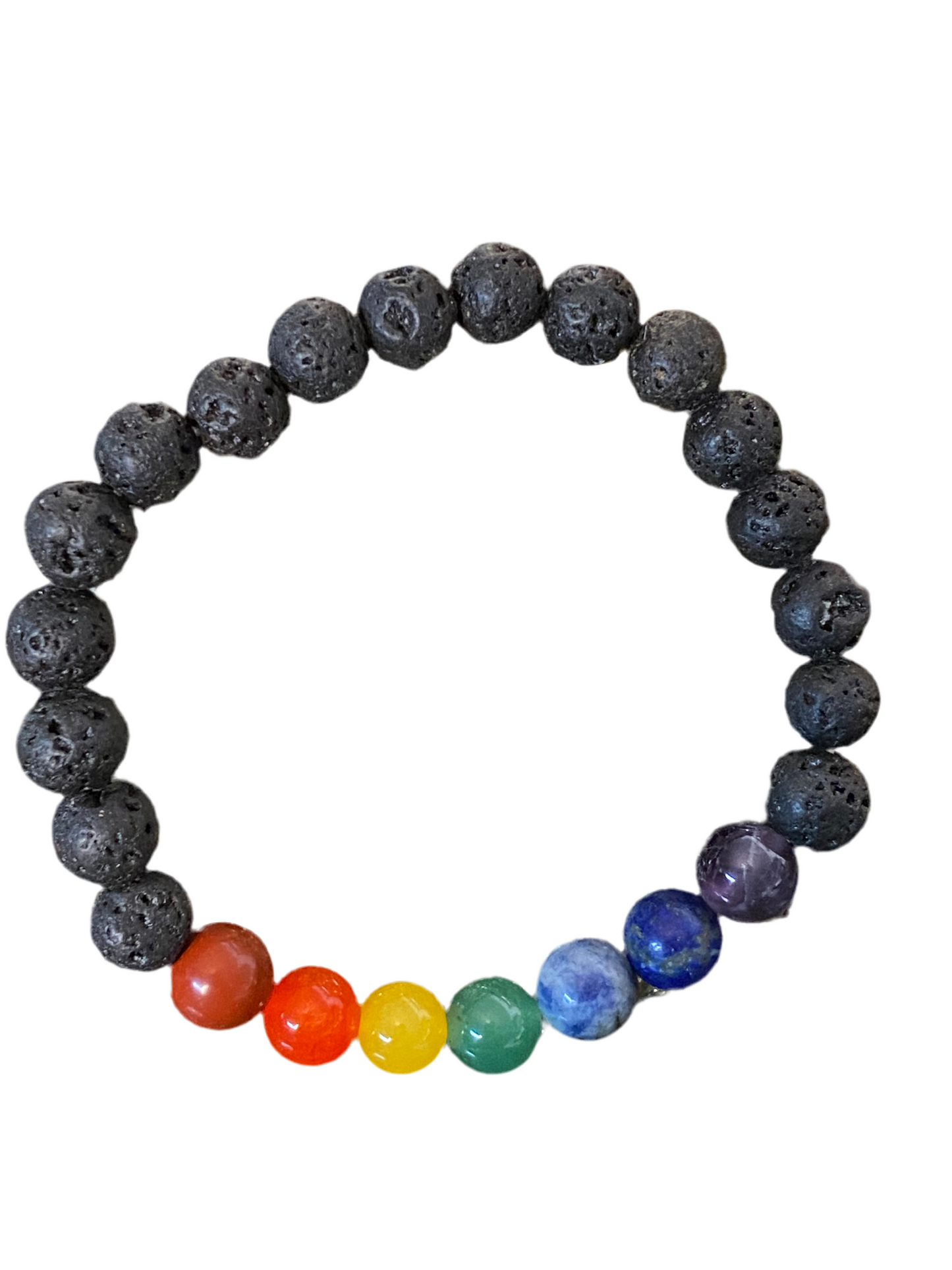 Lava Rock 7 Chakra Beaded String Bracelet