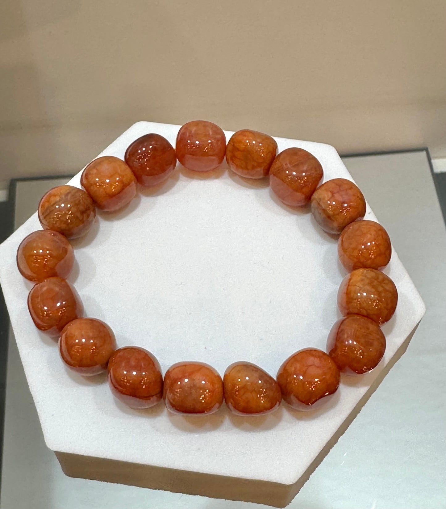 Carnelian Polished Stretch 10mm Free-Form Beaded Bracelet