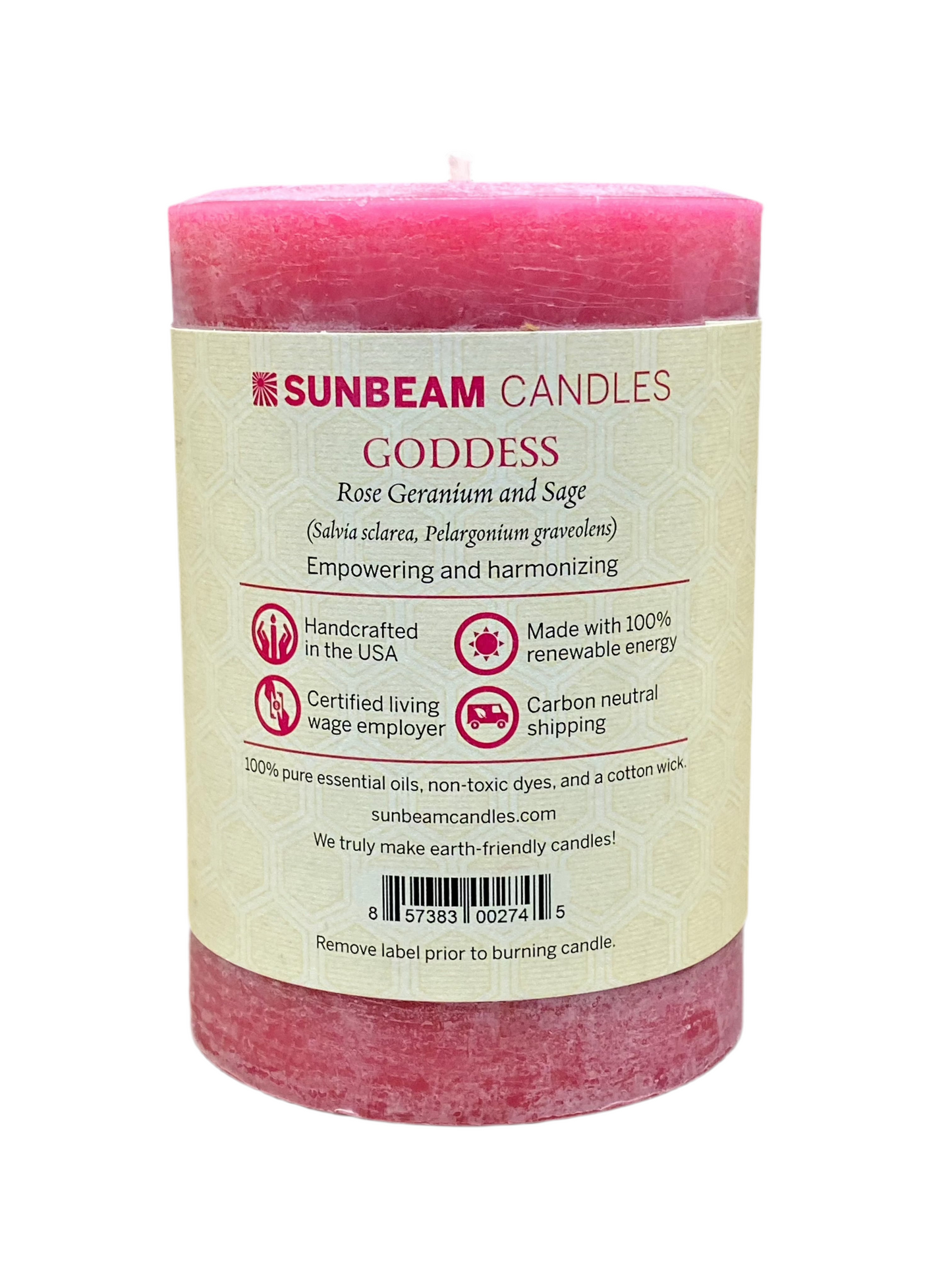 Sunbeam Candles Pink Goddess