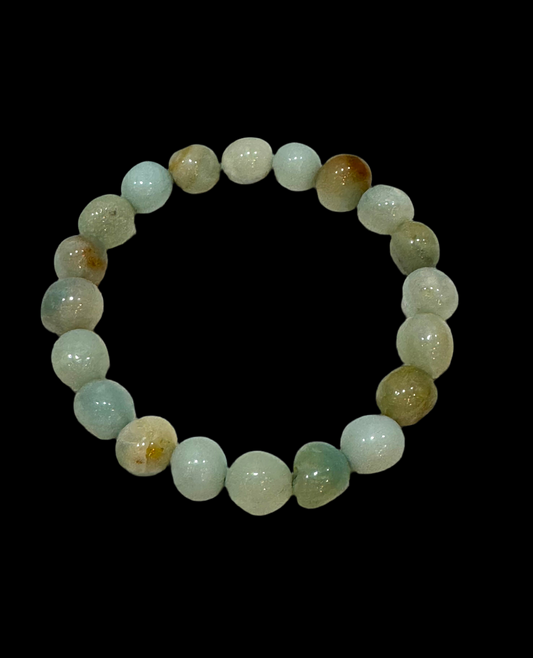 Multi Colored Amazonite Round Polished Beaded Bracelet 8mm