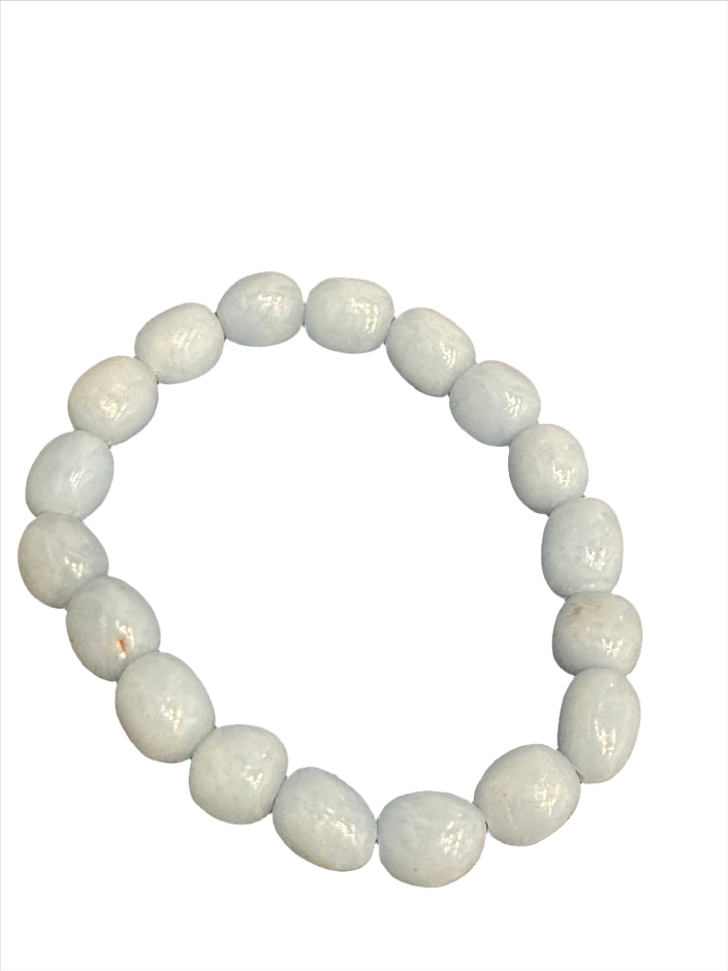 Angelite Tumbled Beaded Gemstone Stretch Bracelet