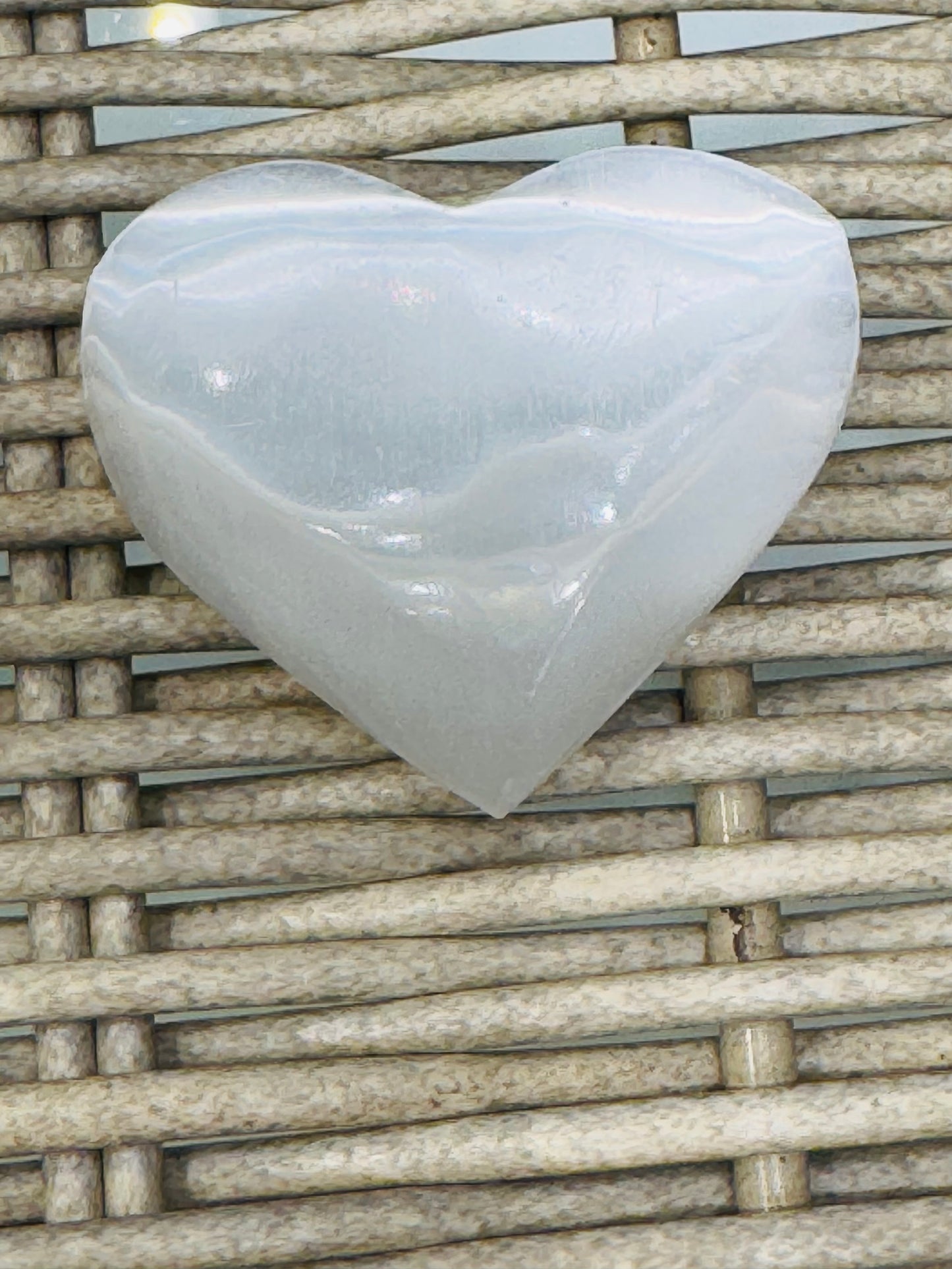 Selenite Heart Palm Stone Medium Size 1pc