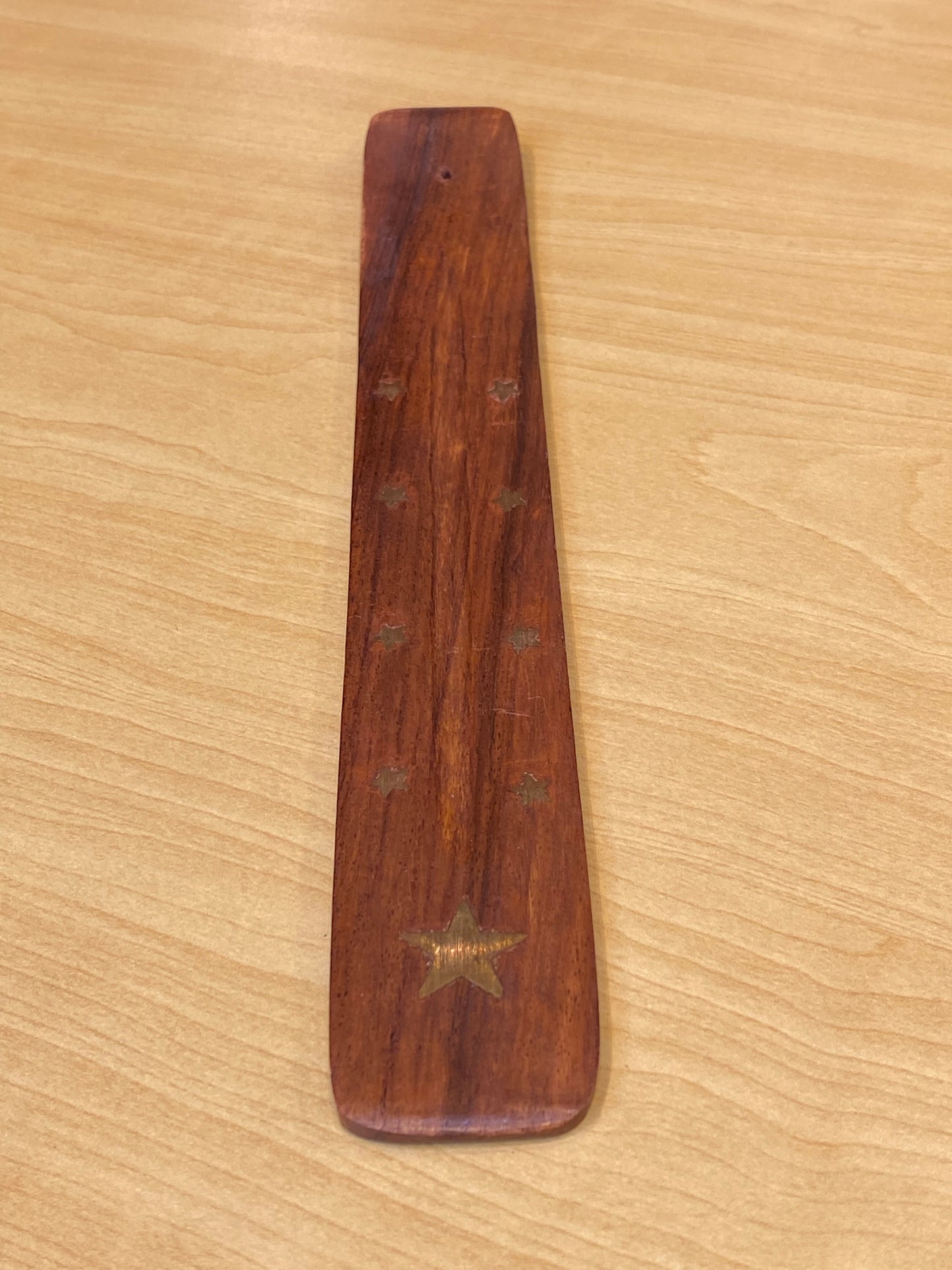Wooden Ash Catcher Incense Holder Brass Inlay Star with Stars