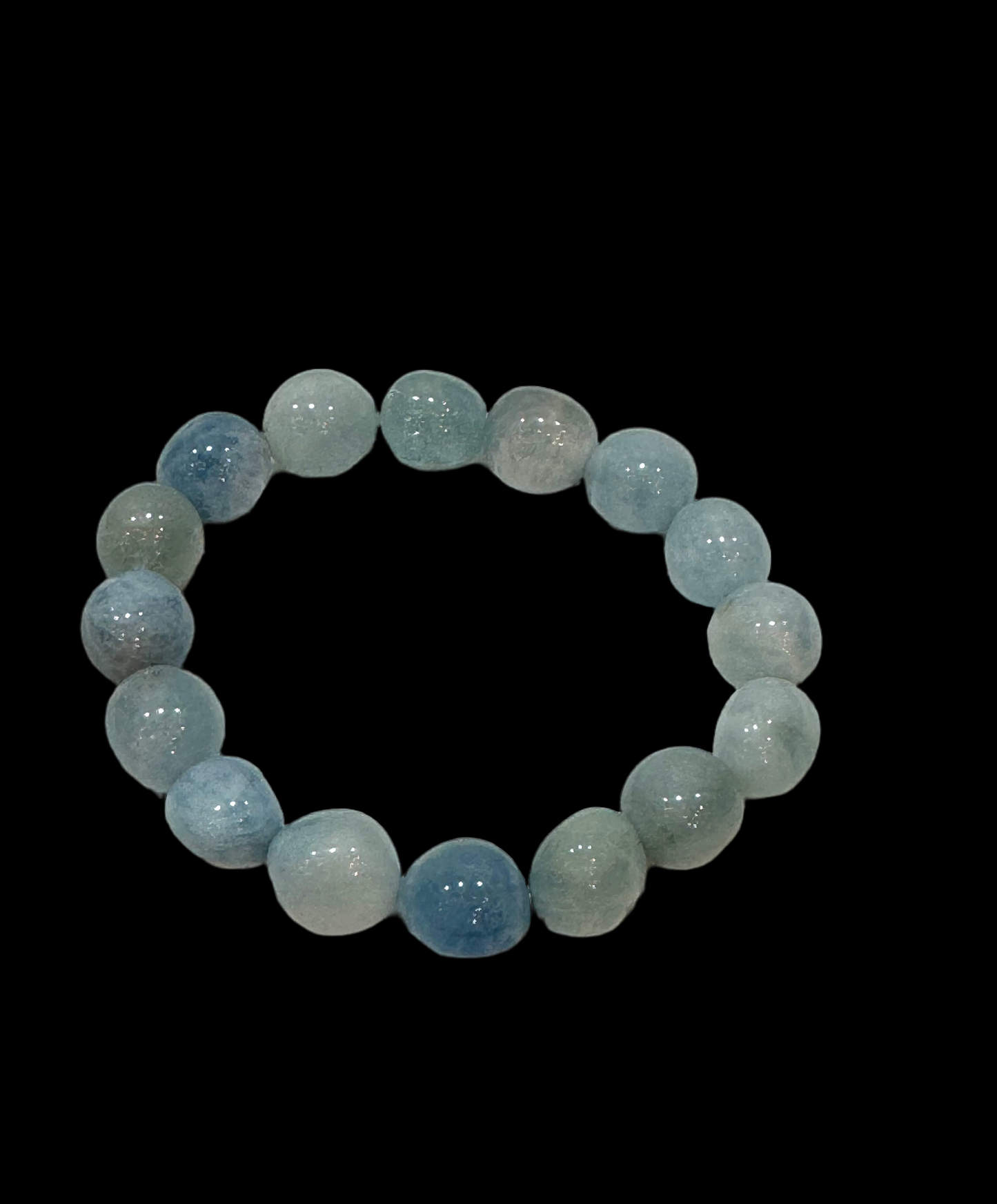 Aquamarine Rounded Polished Beaded Gemstone Bracelet 8mm