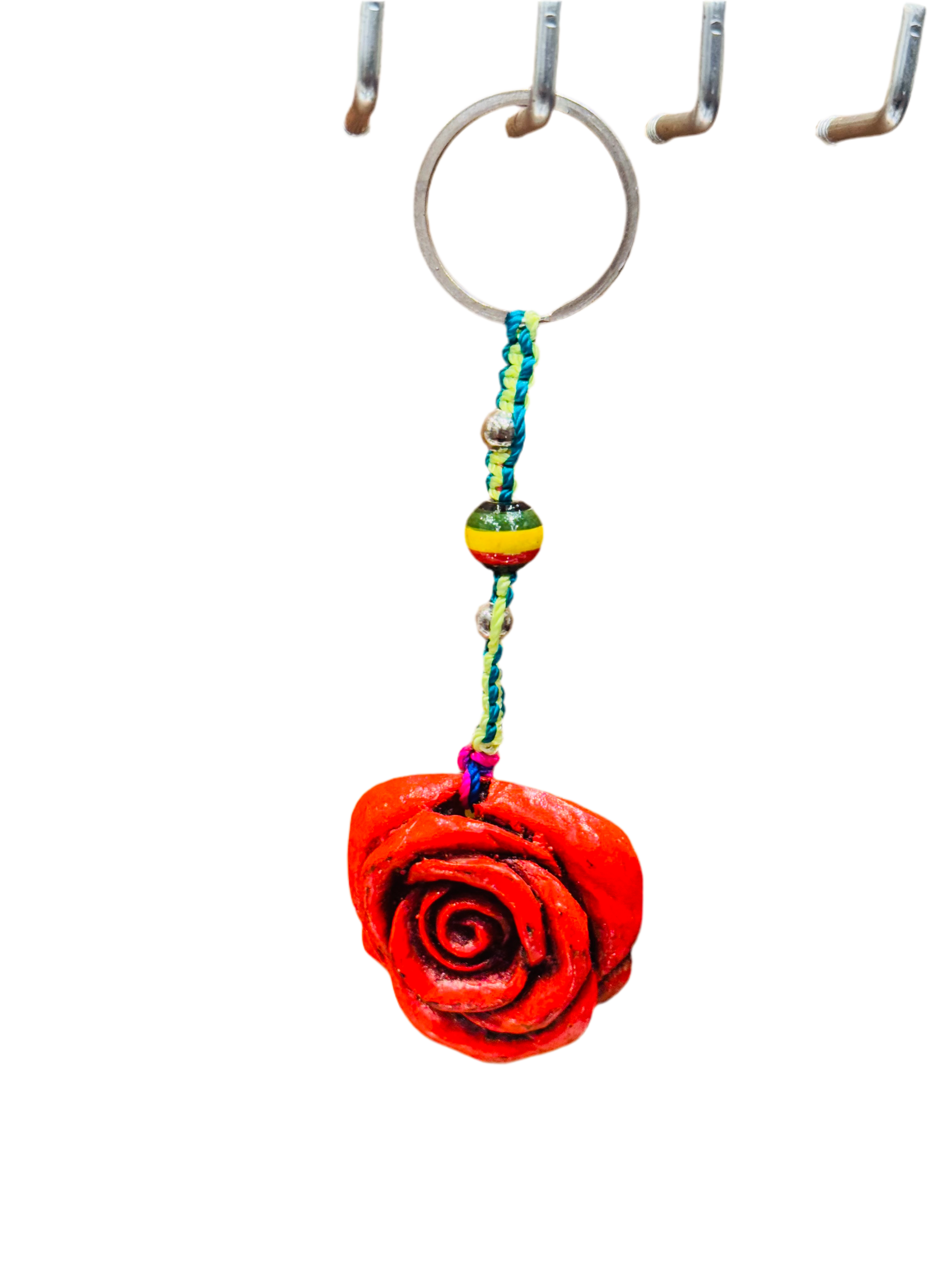 Red Rose Flower Keychain