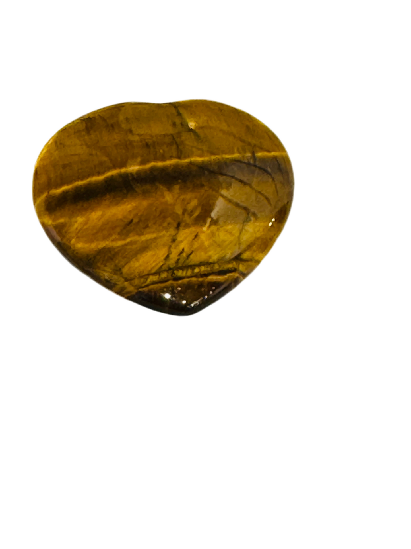 Tigers Eye Heart Flat Hand Carved Polished Stome