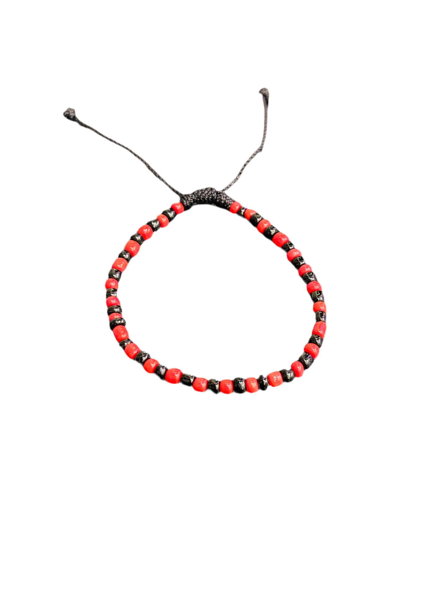 Orisha Elegua Beaded Handmade Pull String Bracelet Black and Red