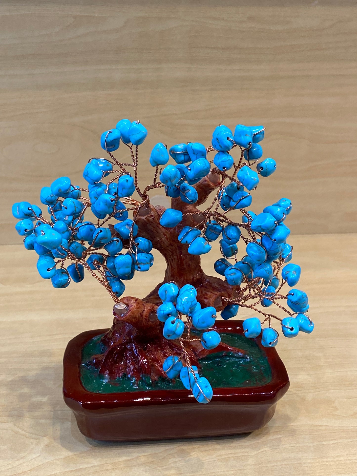 Bonsai Turquoise Tree In Red Tub