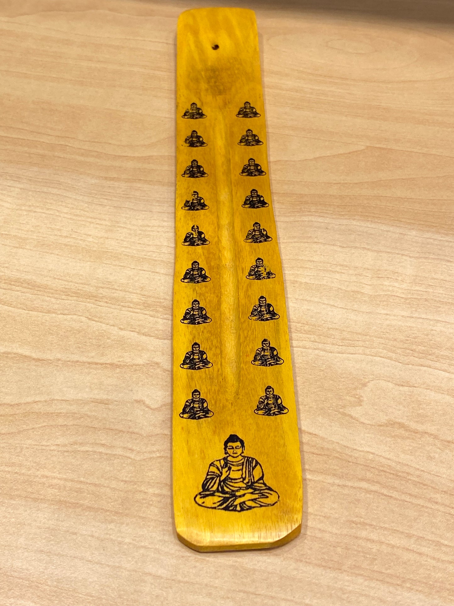 Wooden Incense Stick Holder Buddha (Yellow )