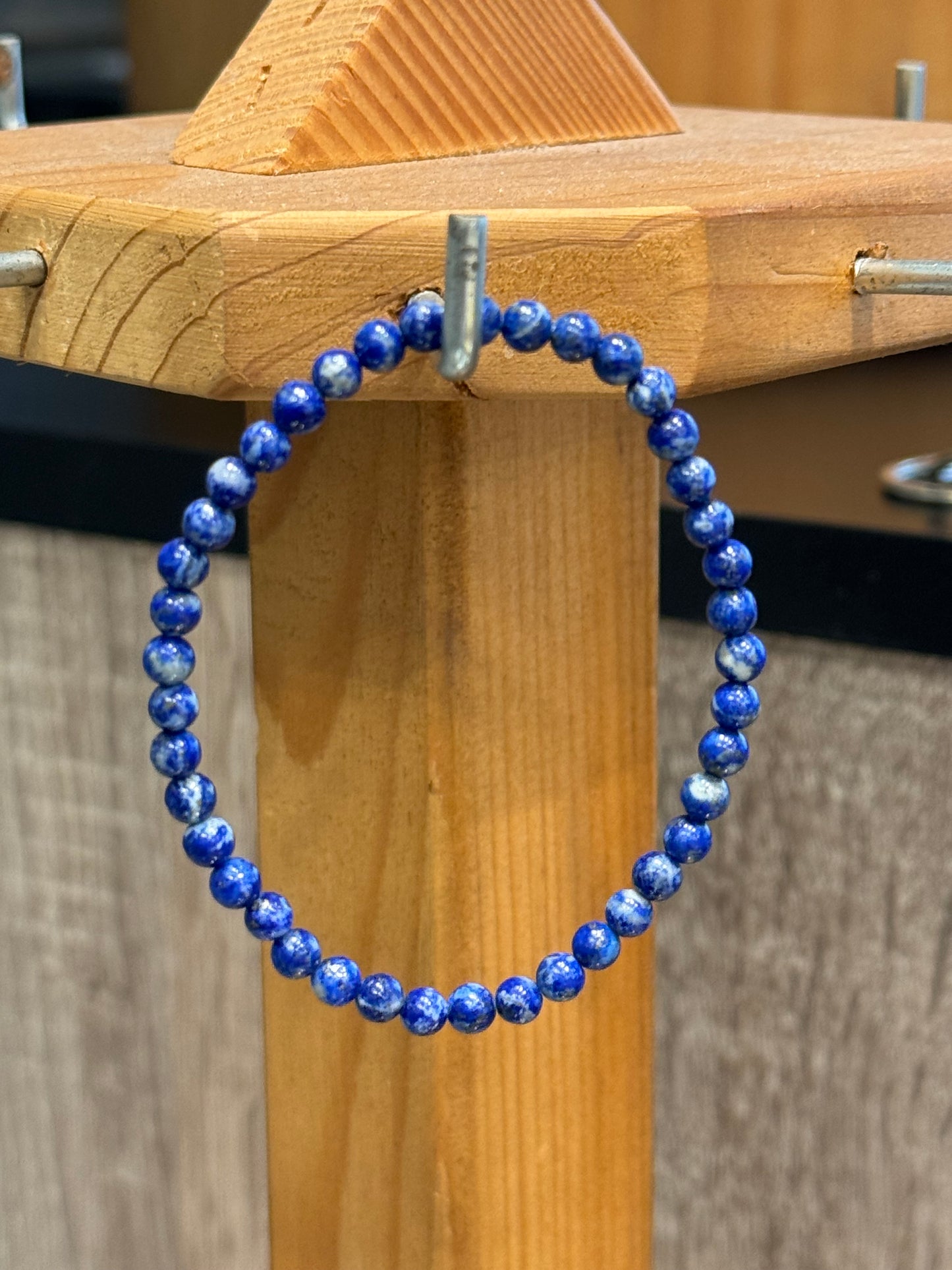 Lapis Lazuli Round Beaded Gemstone Bracelet 4mm