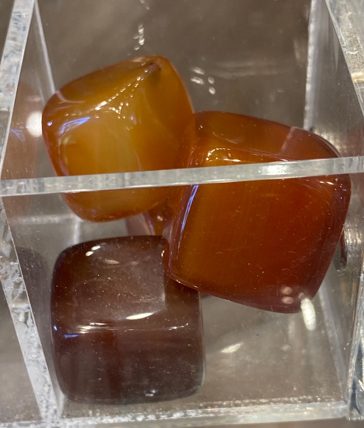 Carnelian Agate Cubed Polished Tumbled Stone 1pc