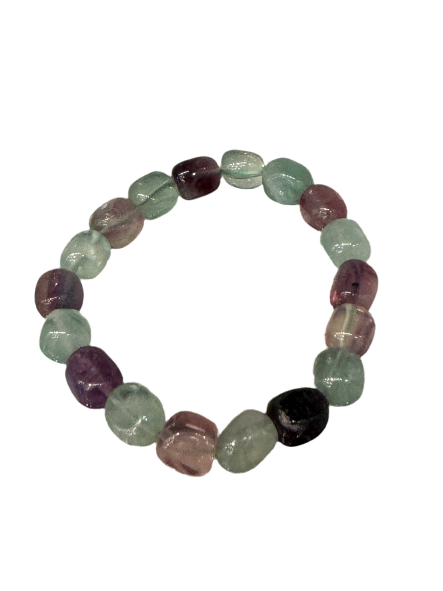 Rainbow Fluorite Round Tumbled Gemstone Bracelet