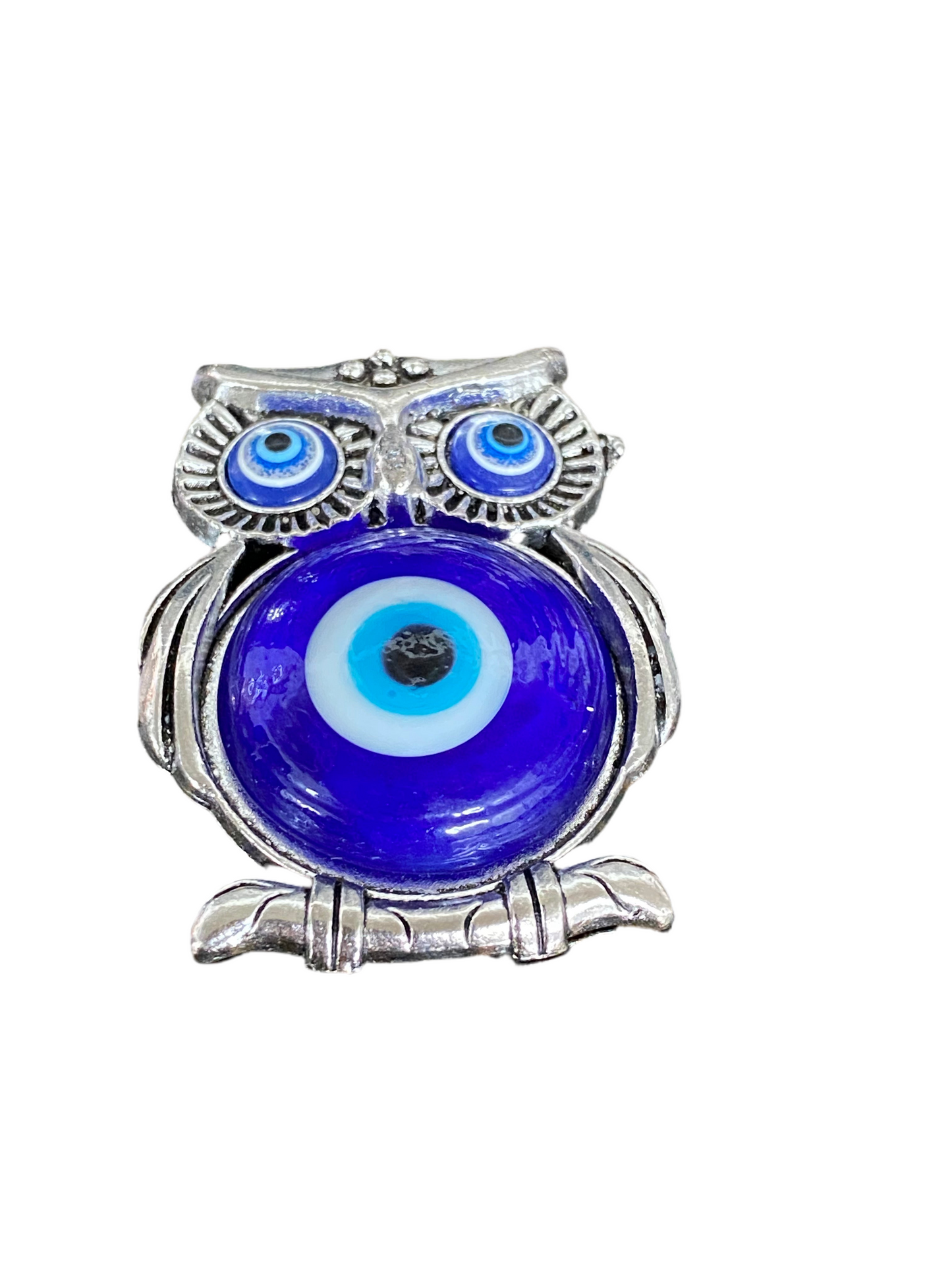 Owl On Silver Branch Evil Eye Magnet