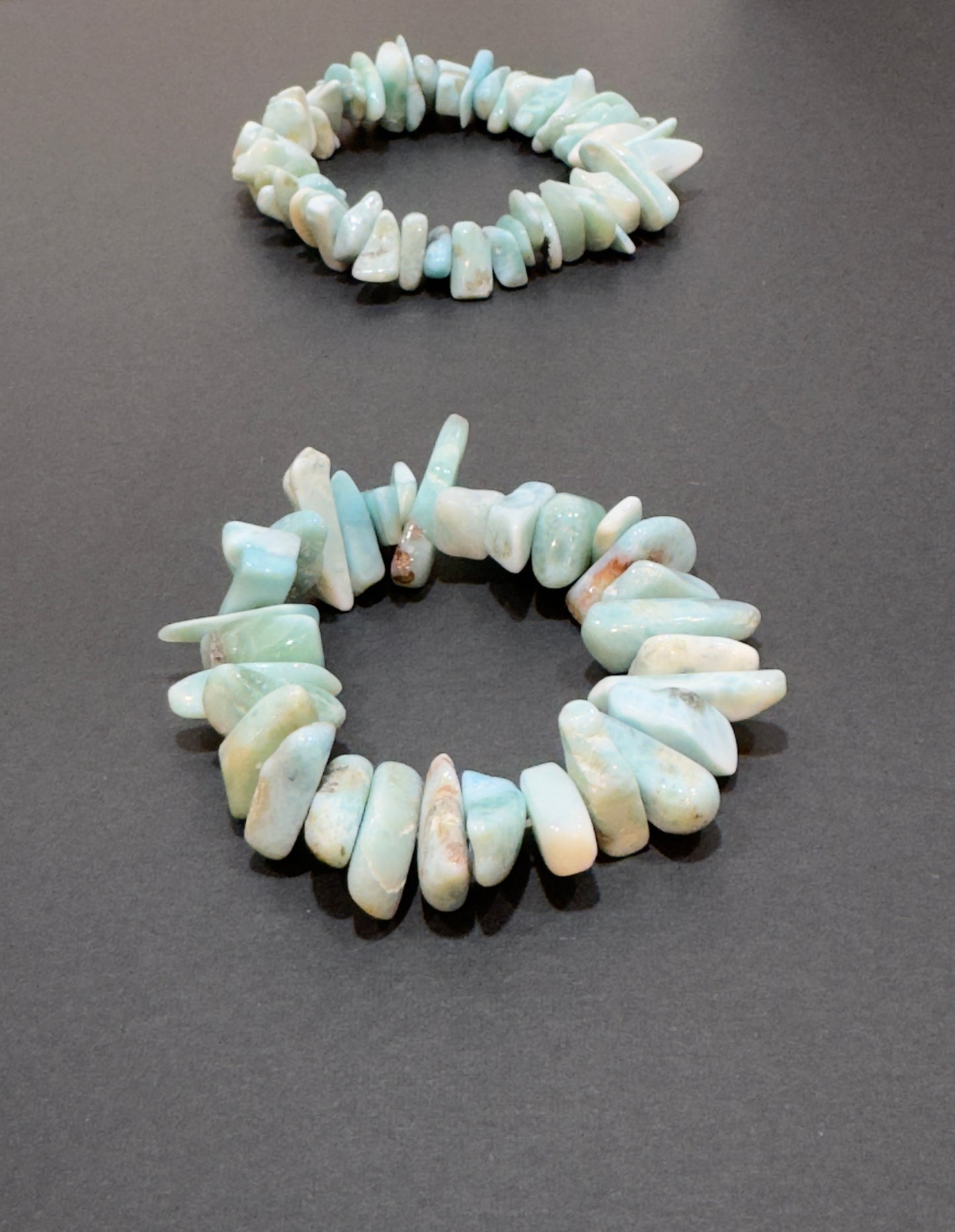 Larimar Free Form Beaded Tumbled Chips Bracelet