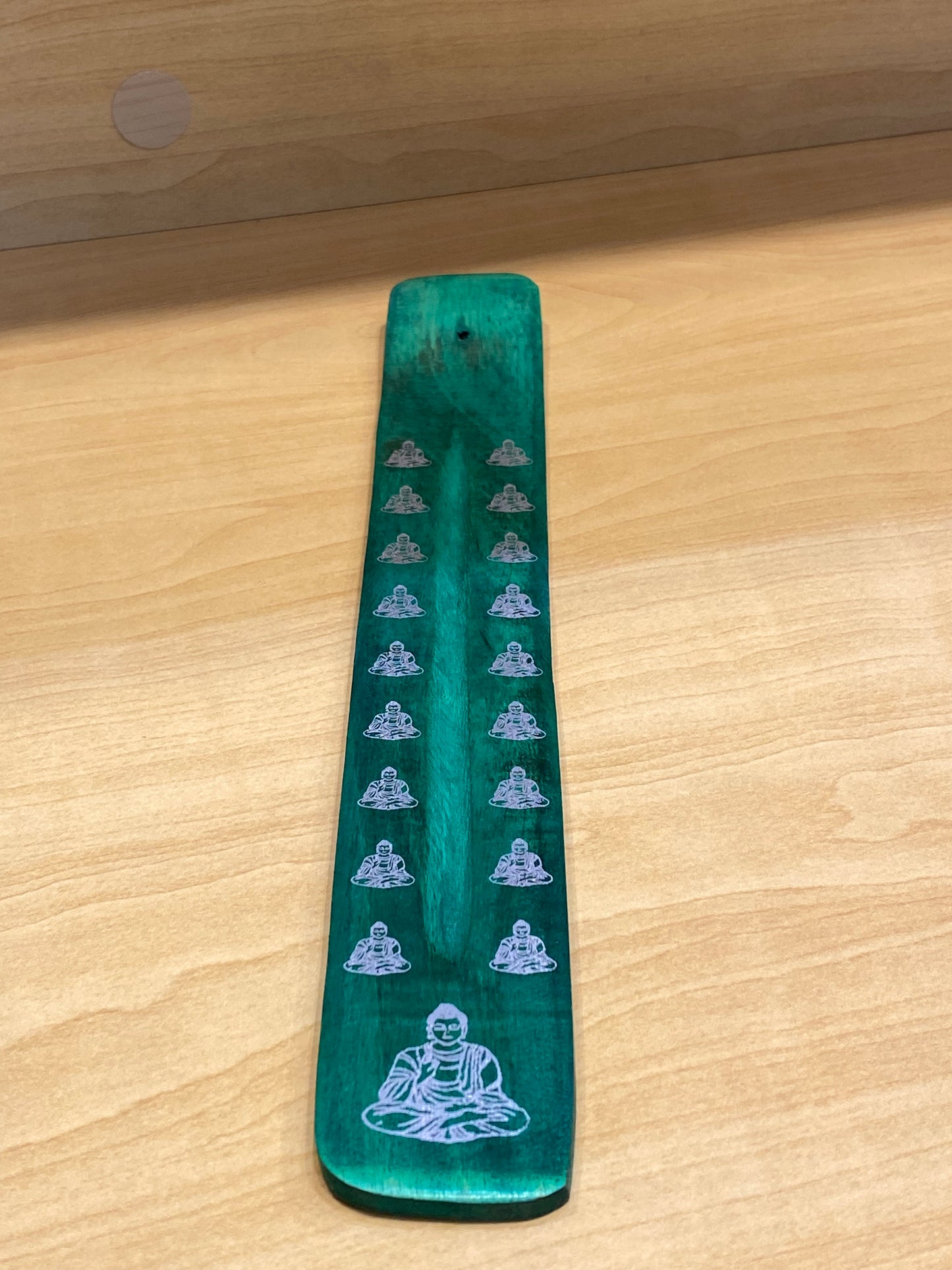 Wooden Incense Stick Holder Buddha (Green )