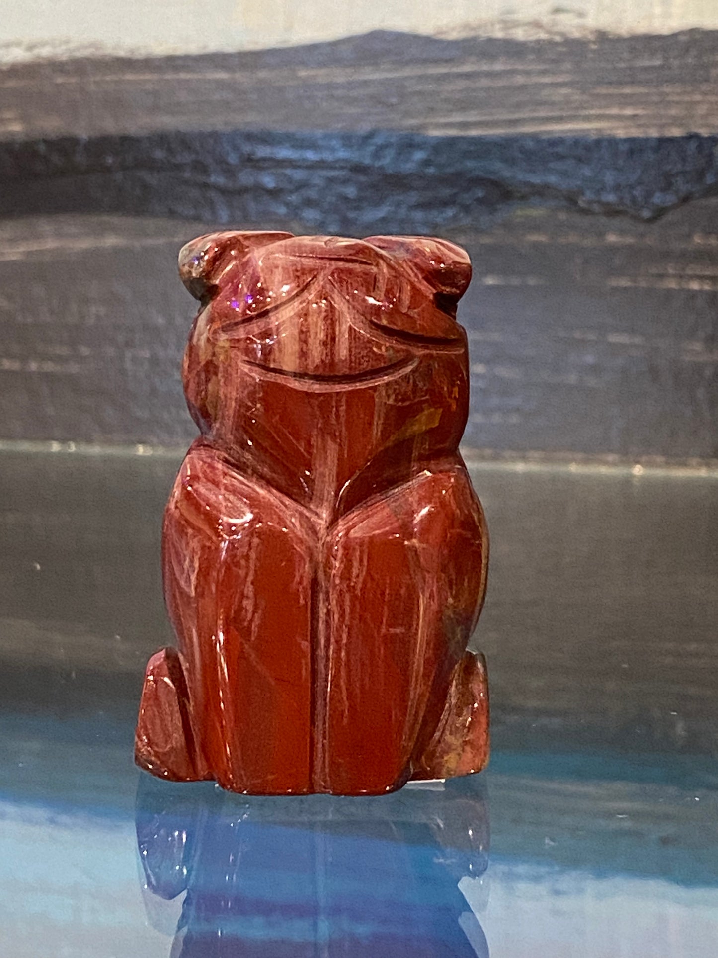 Red Jasper Polished Hand Carved Owl