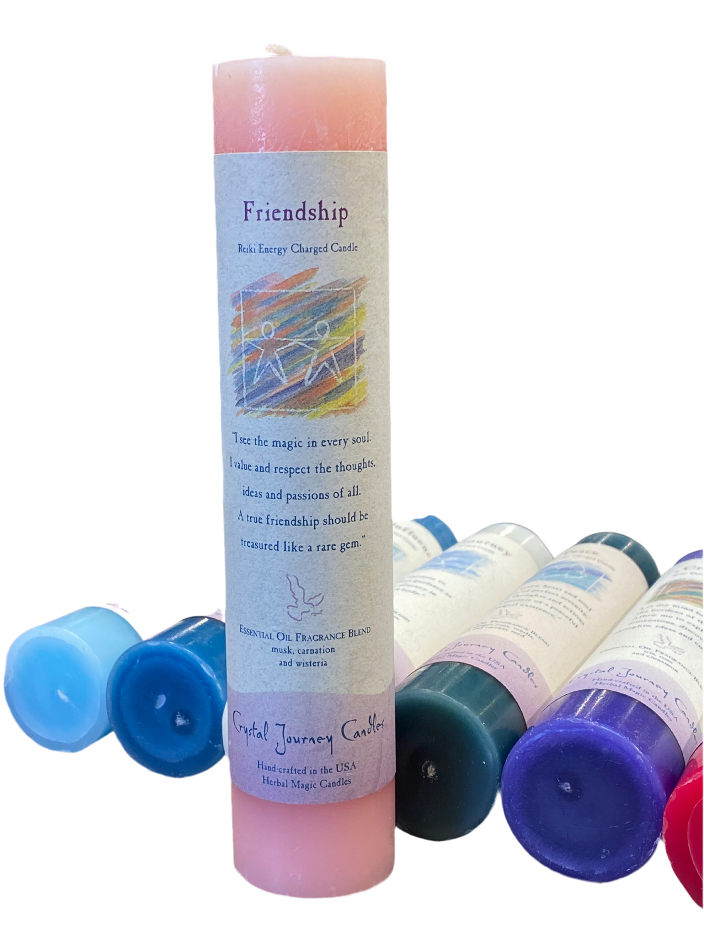 Crystal Journey Reiki Pillar Candle Friendship