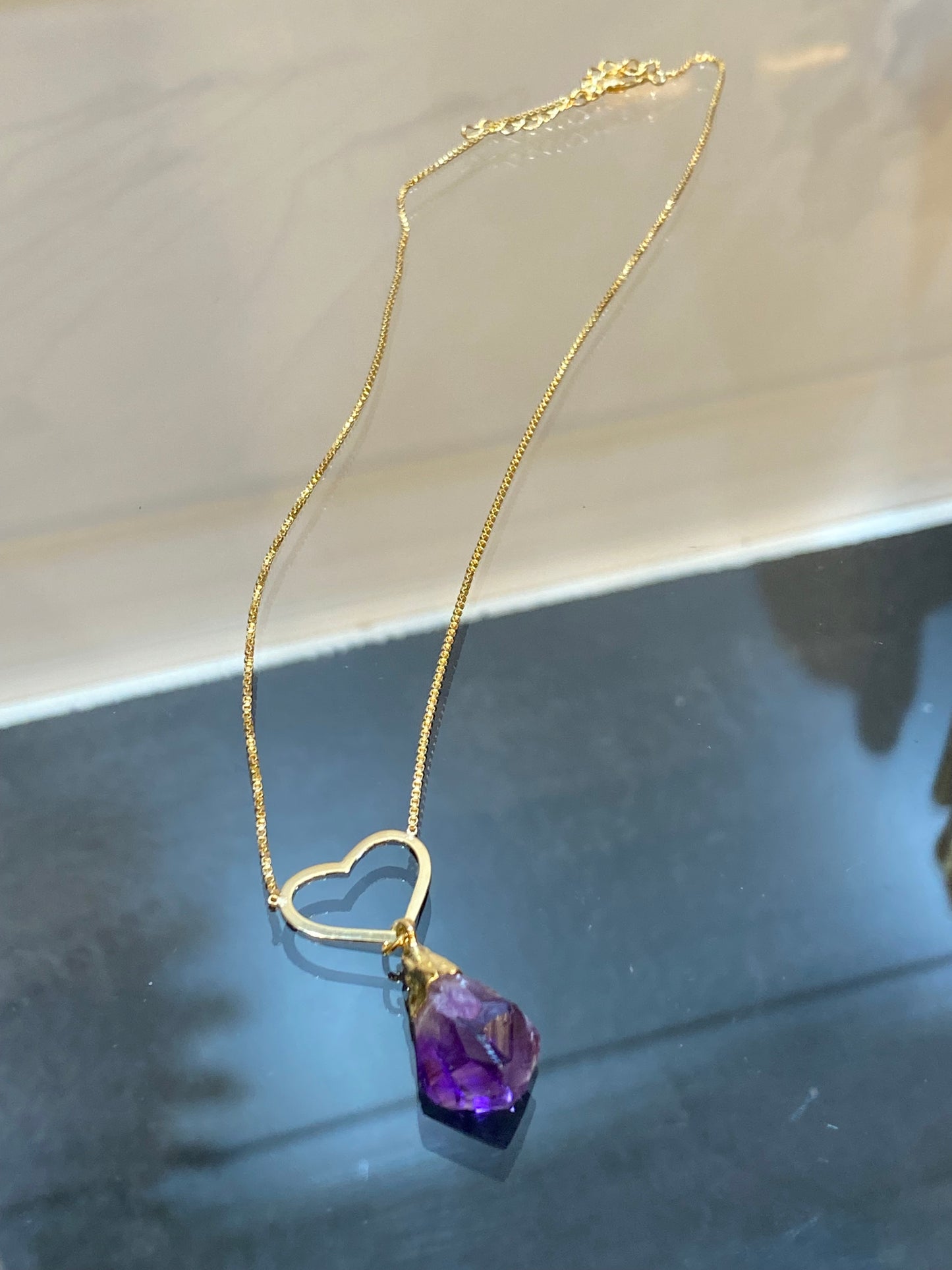 Amethyst Stone Heart Necklace