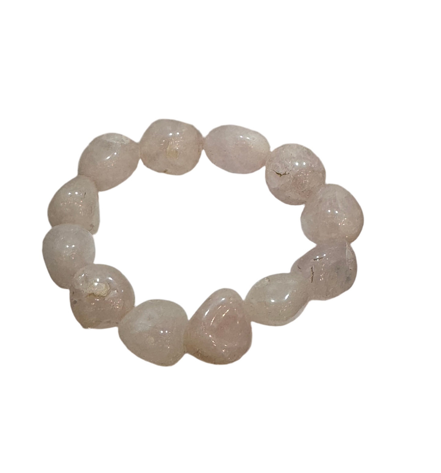 Rose Quartz Tumbled Nugget Beaded Gemstone Bracelet Made in India