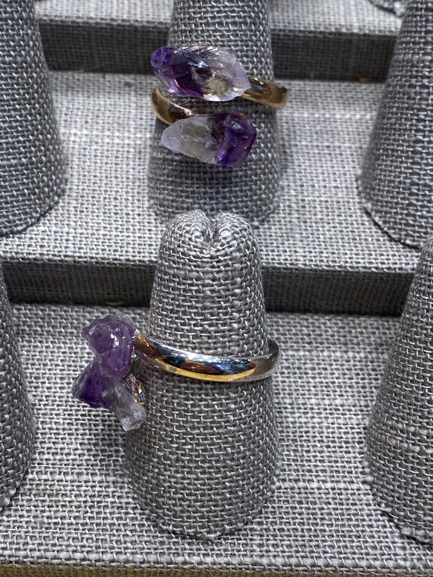 Raw Amethyst Adjustable Silver Ring