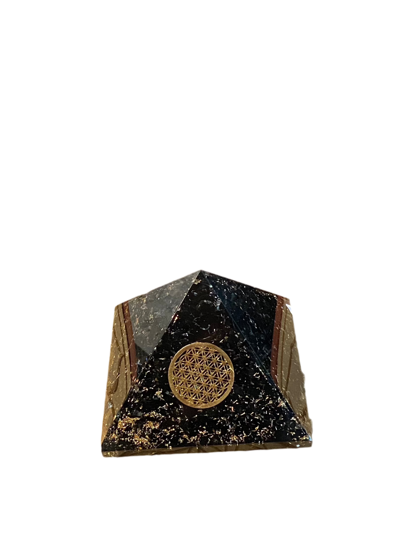 Orgonite Pyramid Black Tourmaline Flower of Life 