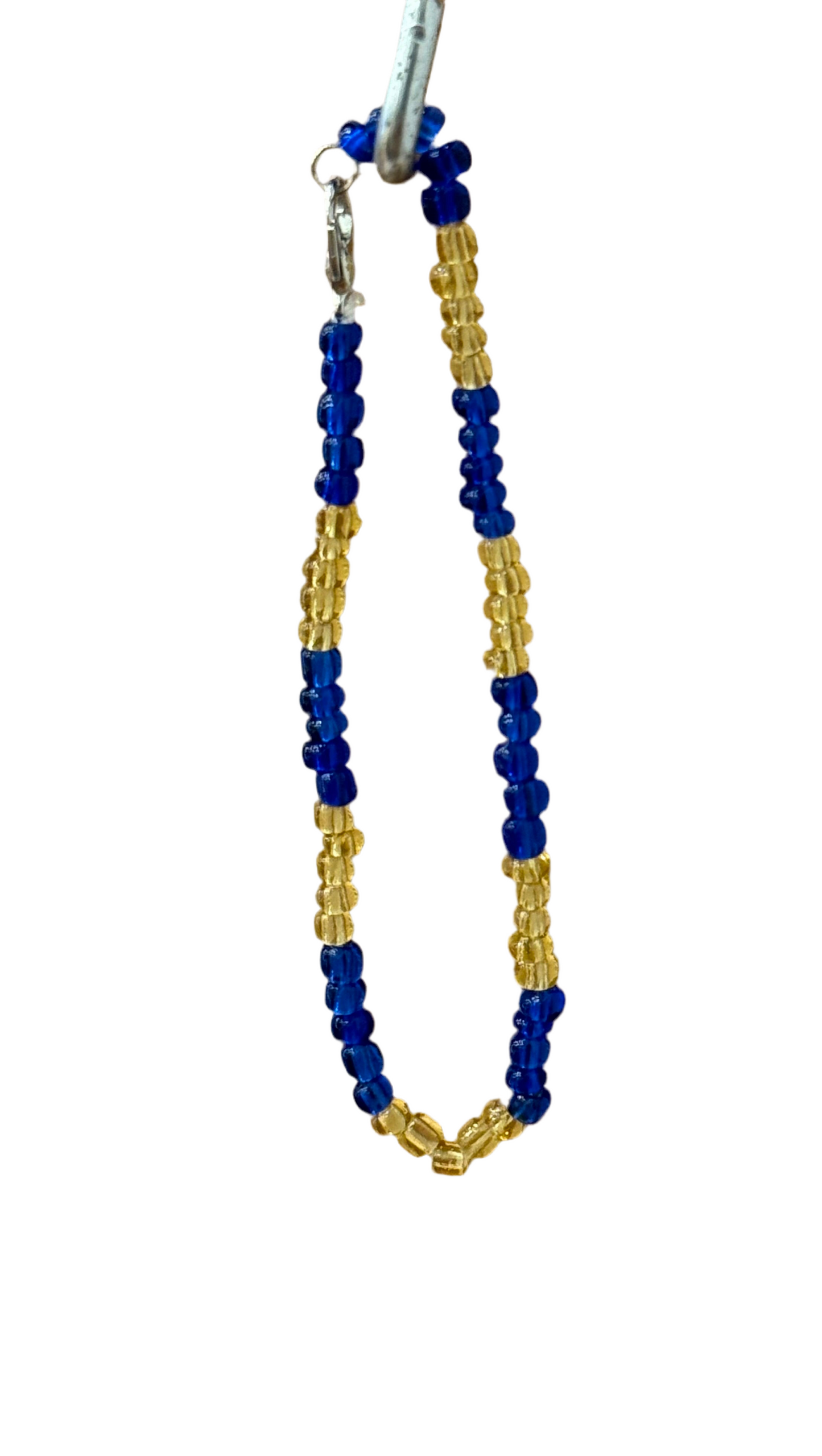 Ochosi Orisha of the Wilderness Blue and Yellow Gold Beaded Bracelet with Clasp