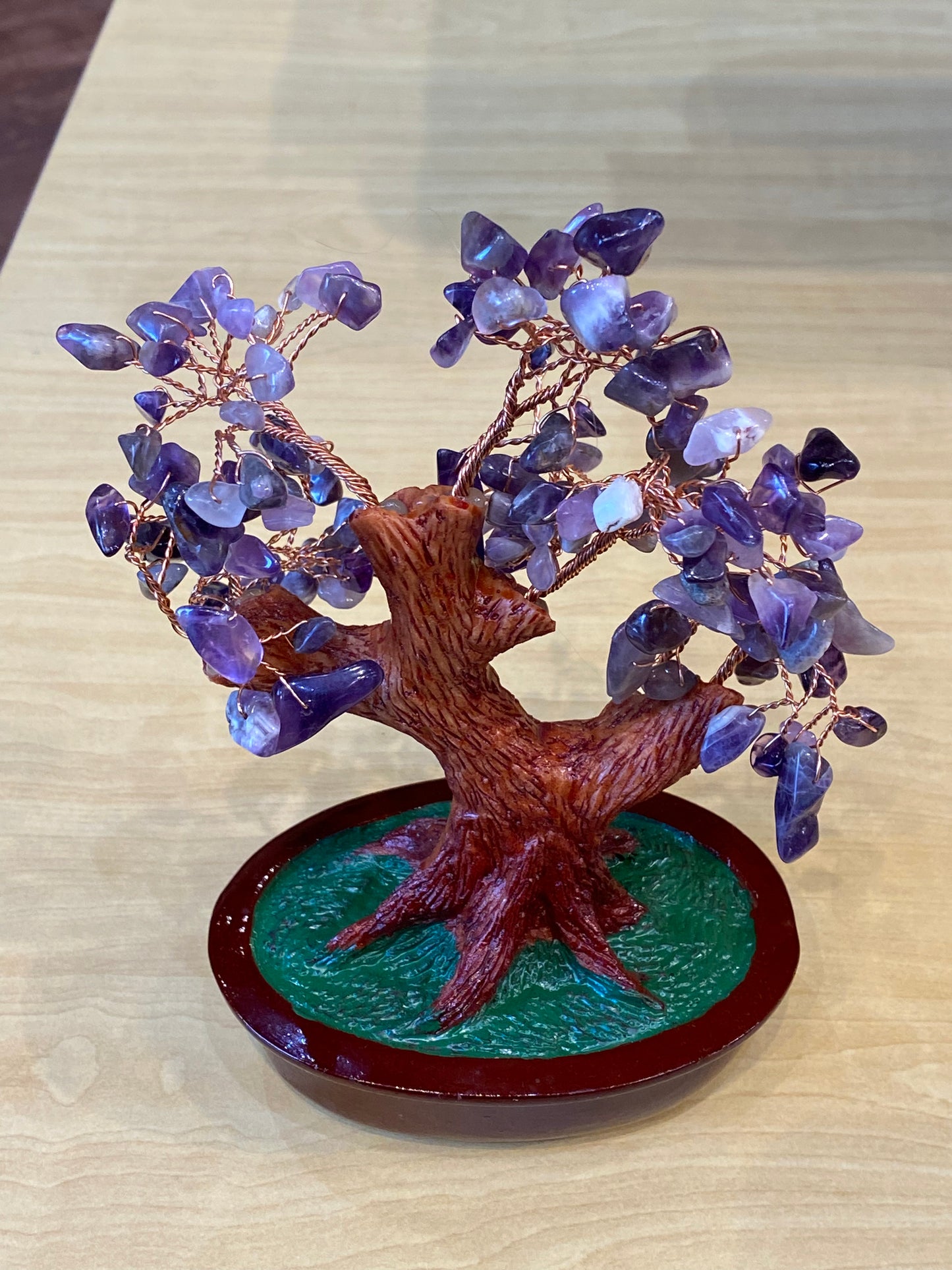 Feng Shui Bonsai Amethyst Tree In Red Tub