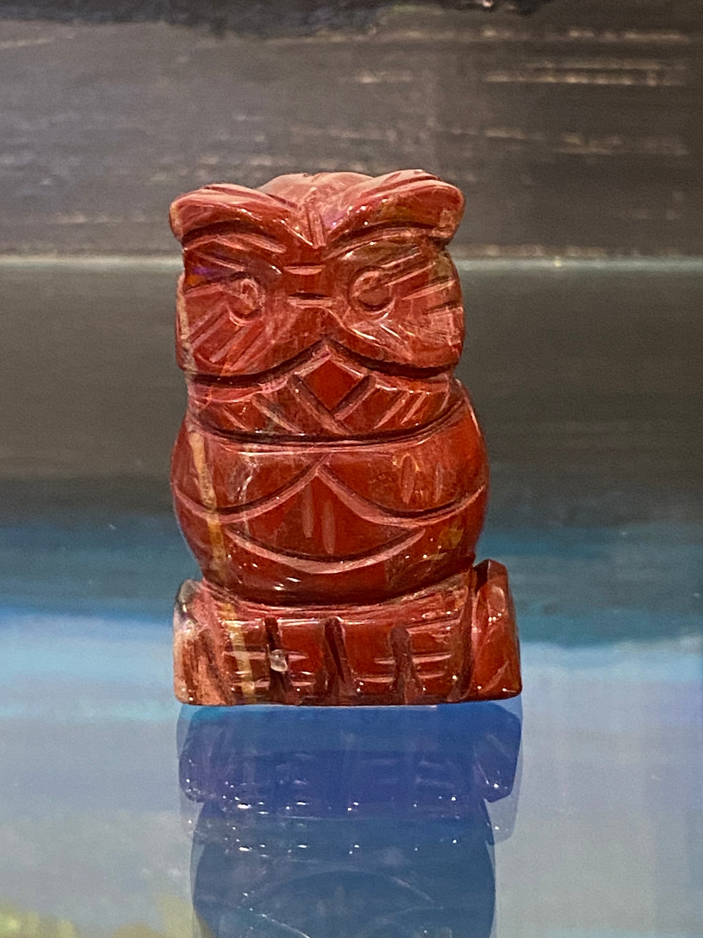 Red Jasper Polished Hand Carved Owl