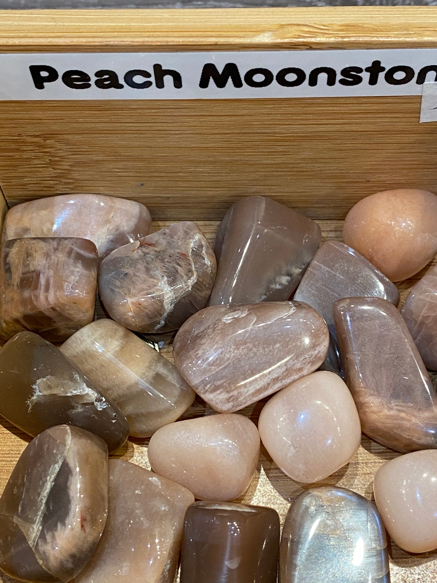 Moonstone Peach/Brown Gemstone Tumbled Stone 1pc (quarter size)