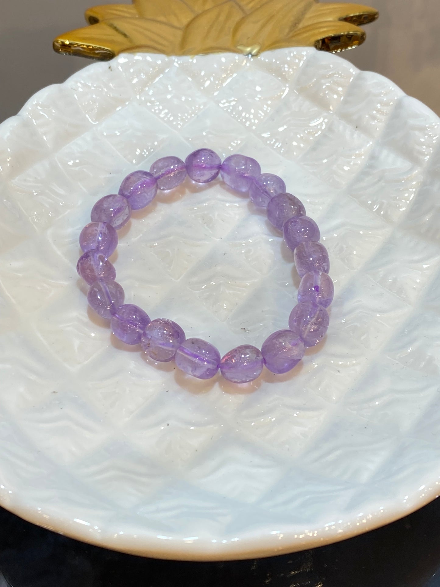 Amethyst Faceted Nugget Beaded Stretch Bracelet 8mm